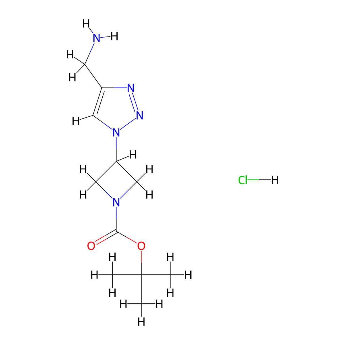 tert-butyl 3-[4-(aminomethyl)-1H-1,2,3-triazol-1-yl]azetidine-1-carboxylate hydrochloride molecular structure, CAS 2137640-21-0