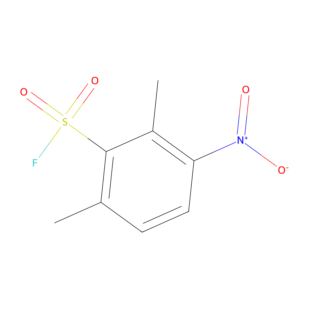 2,6-Dimethyl-3-nitrobenzene-1-sulfonyl fluoride molecular structure, CAS 2137641-73-5