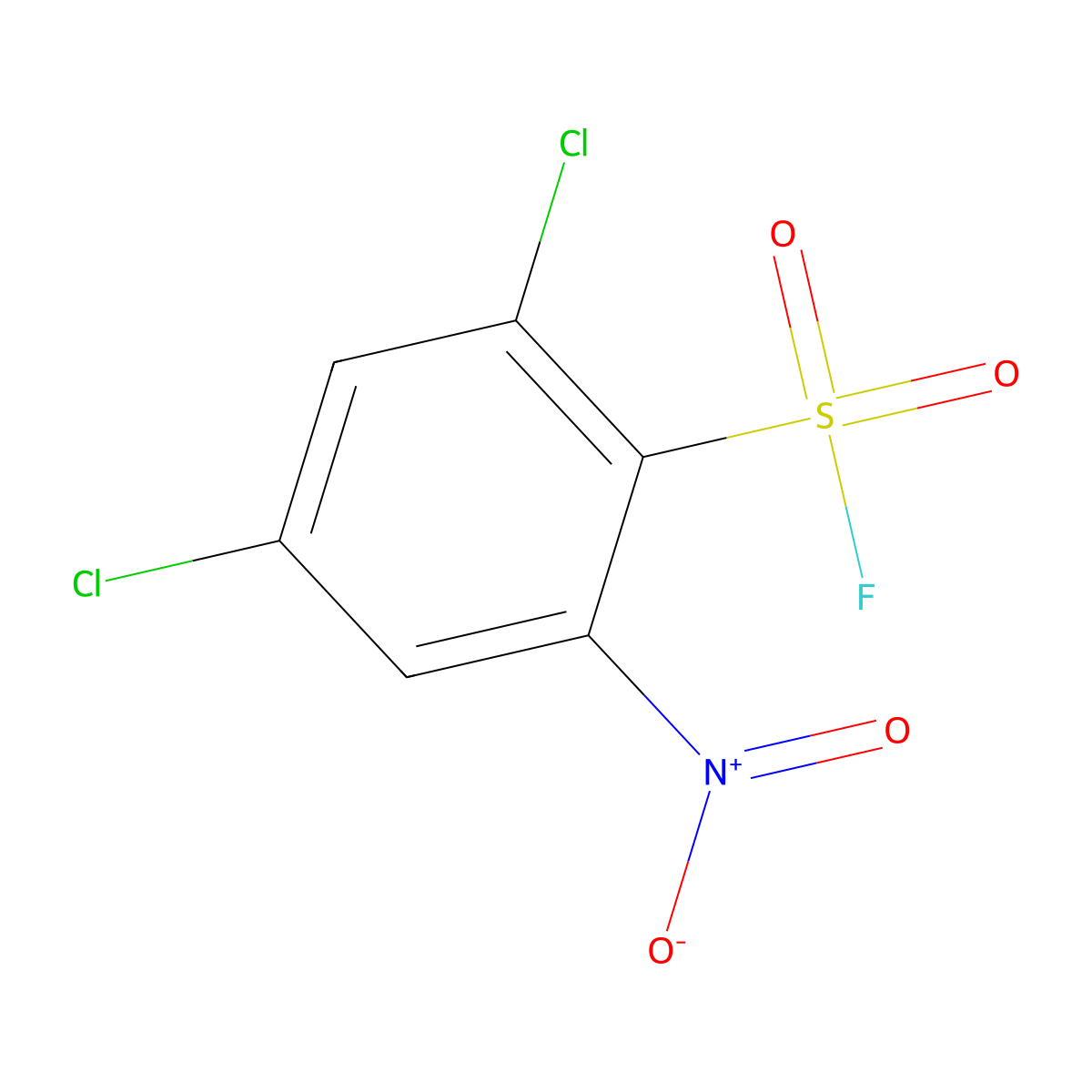 2,4-Dichloro-6-nitrobenzene-1-sulfonyl fluoride molecular structure, CAS 2137641-78-0