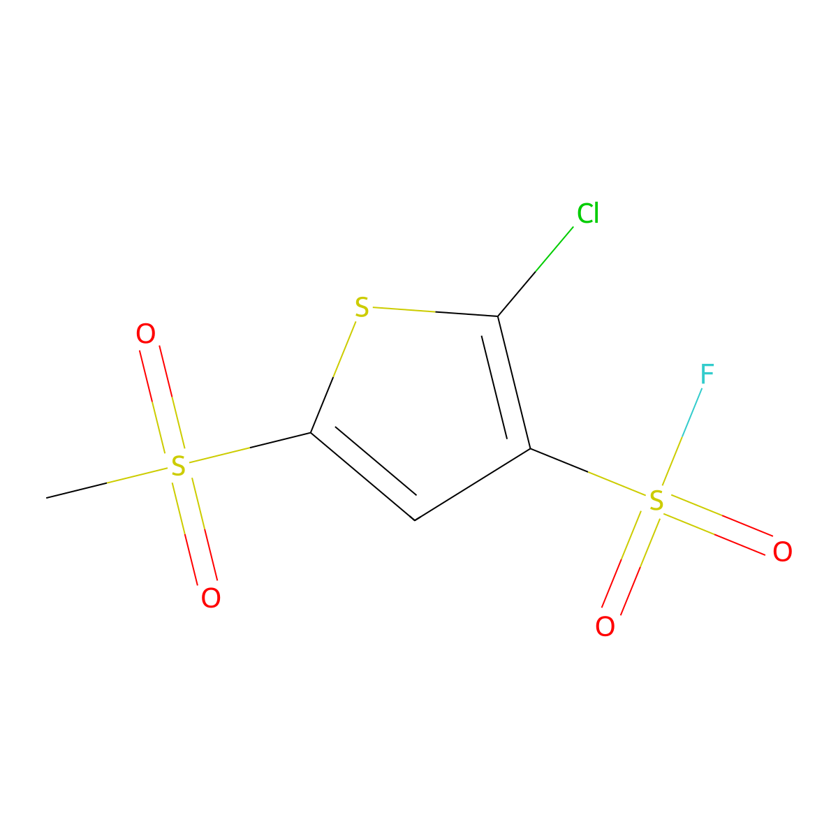 2-Chloro-5-methanesulfonylthiophene-3-sulfonyl fluoride molecular structure, CAS 2137642-38-5