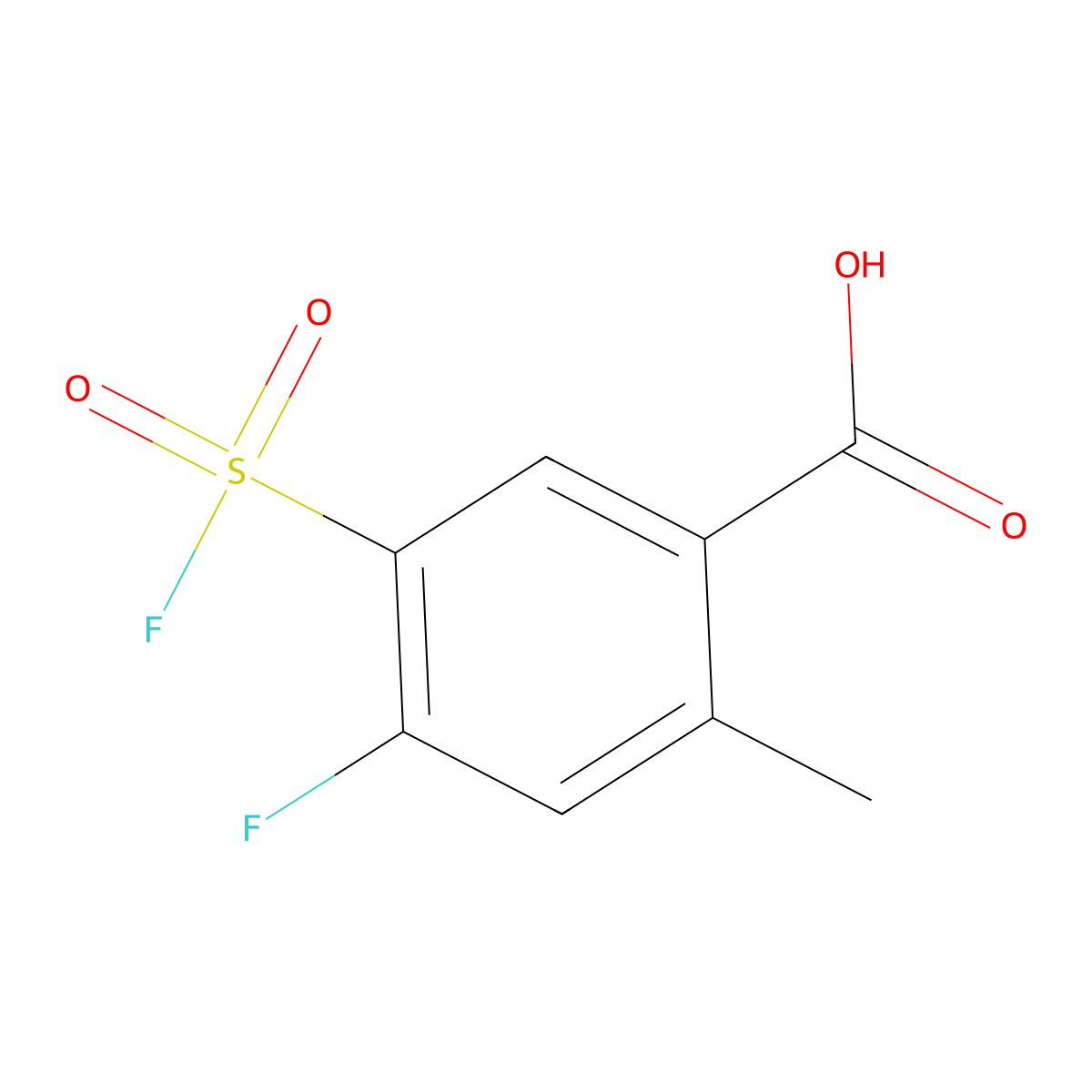 4-Fluoro-5-(fluorosulfonyl)-2-methylbenzoic acid molecular structure, CAS 2137642-57-8