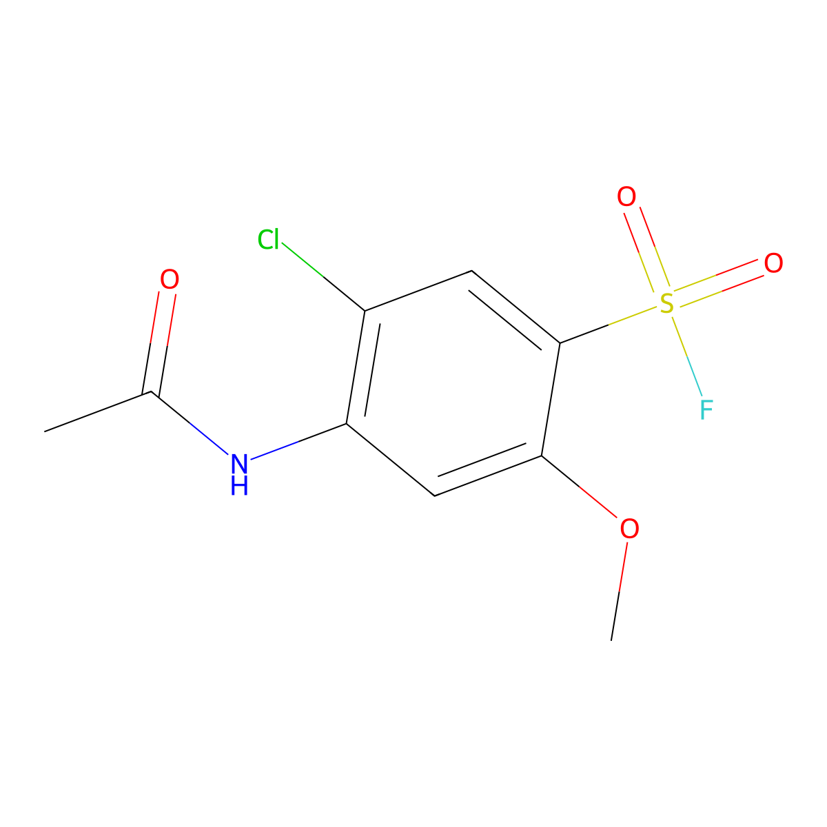 5-Chloro-4-acetamido-2-methoxybenzene-1-sulfonyl fluoride molecular structure, CAS 2137642-69-2