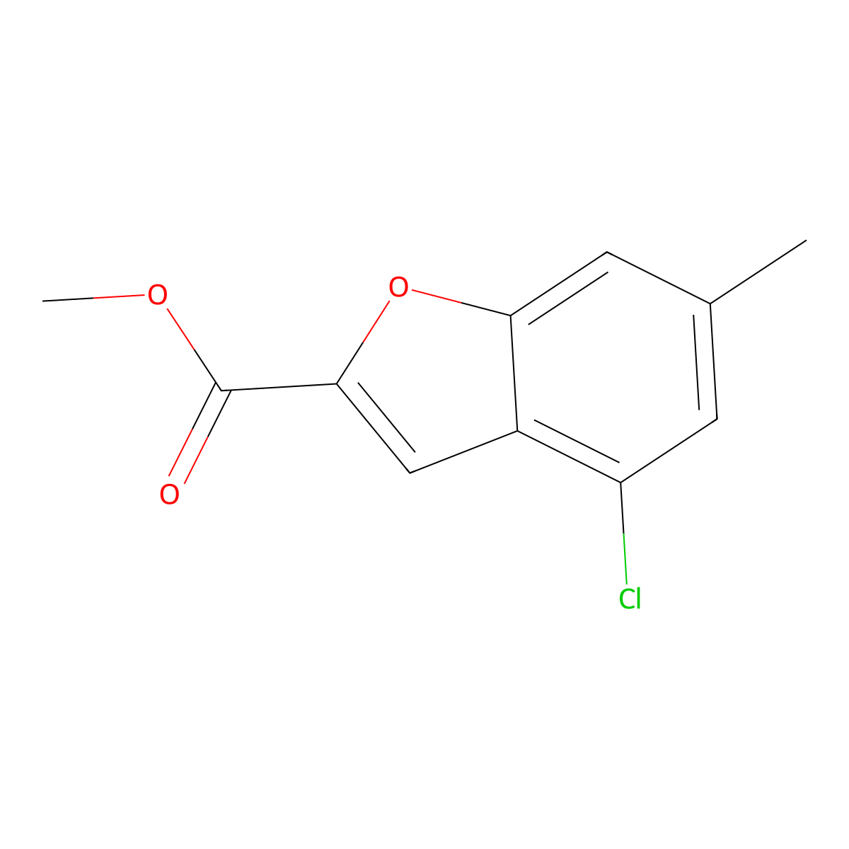 Methyl 4-chloro-6-methyl-1-benzofuran-2-carboxylate molecular structure, CAS 2137642-95-4