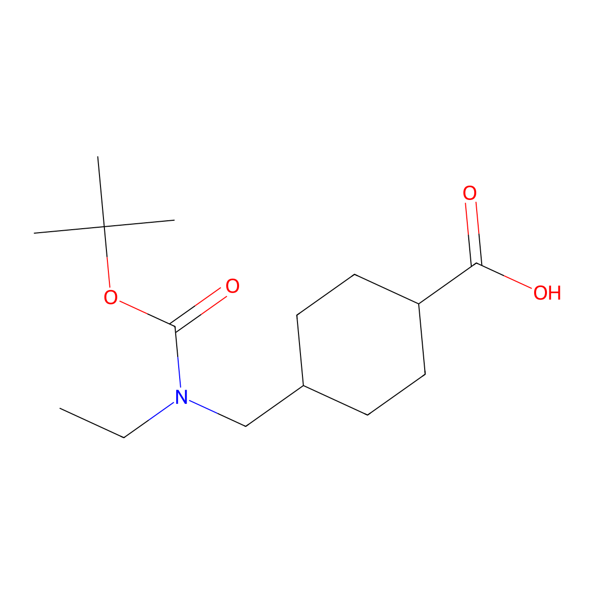 4-({[(Tert-butoxy)carbonyl](ethyl)amino}methyl)cyclohexane-1-carboxylic acid molecular structure, CAS 2137643-39-9