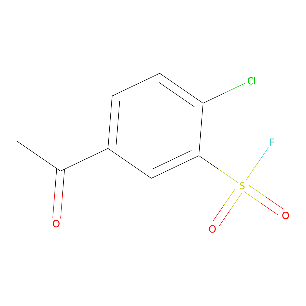 5-Acetyl-2-chlorobenzene-1-sulfonyl fluoride molecular structure, CAS 2137644-89-2