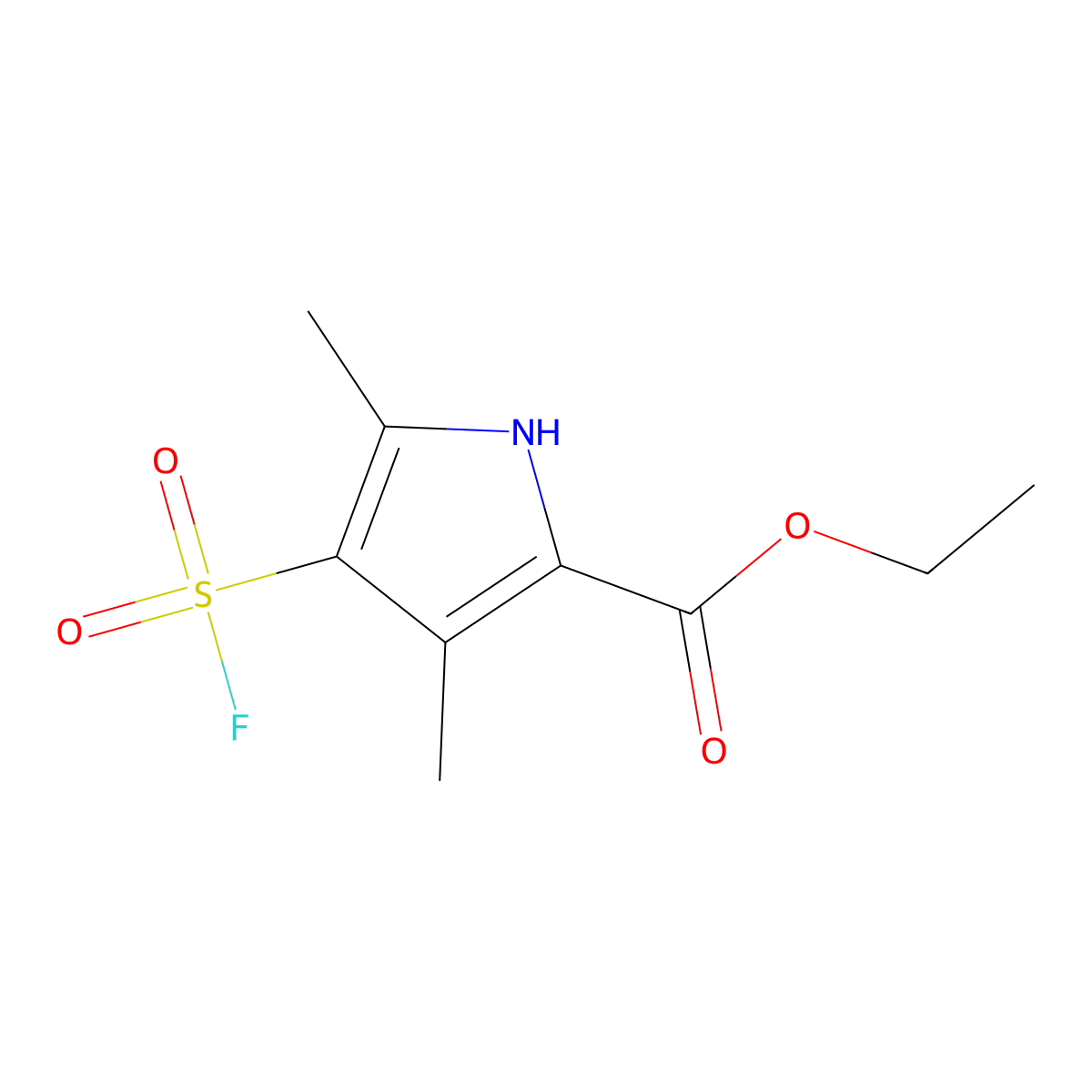 ethyl 4-(fluorosulfonyl)-3,5-dimethyl-1H-pyrrole-2-carboxylate molecular structure, CAS 2137644-95-0