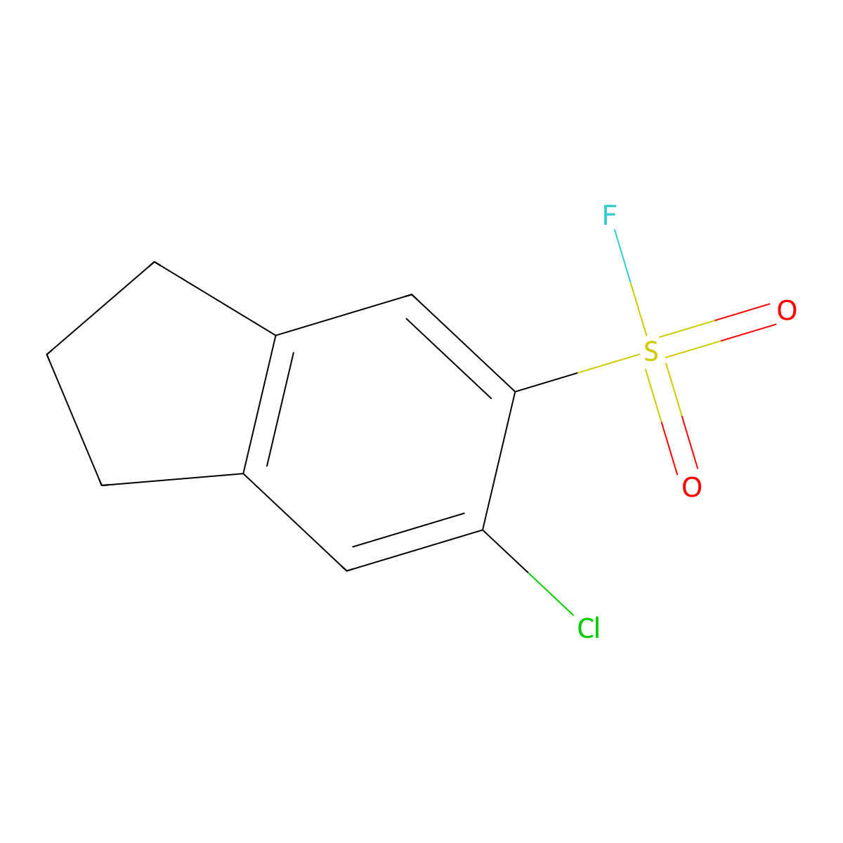 6-chloro-2,3-dihydro-1H-indene-5-sulfonyl fluoride molecular structure, CAS 2137645-21-5