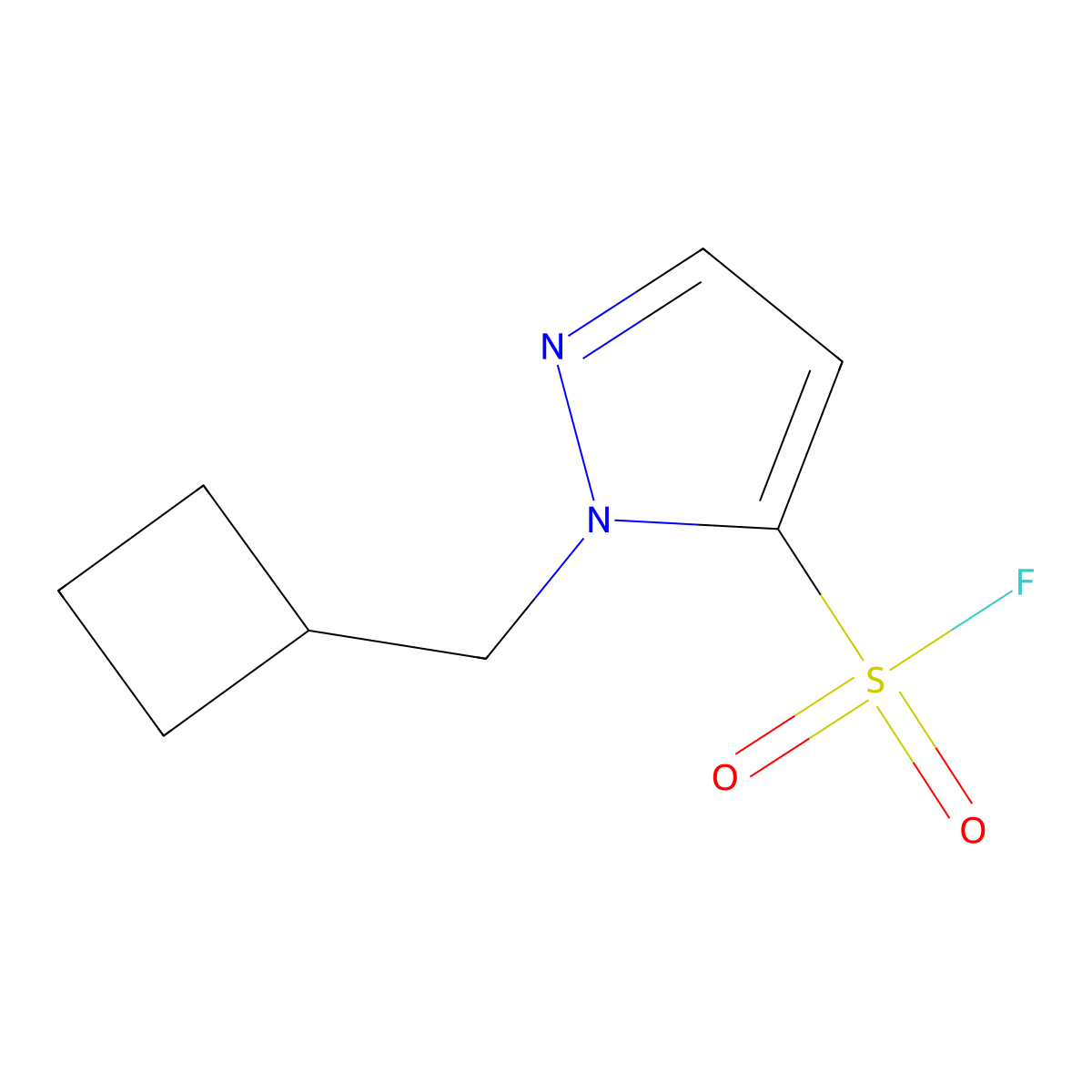 1-(cyclobutylmethyl)-1H-pyrazole-5-sulfonyl fluoride molecular structure, CAS 2137645-25-9