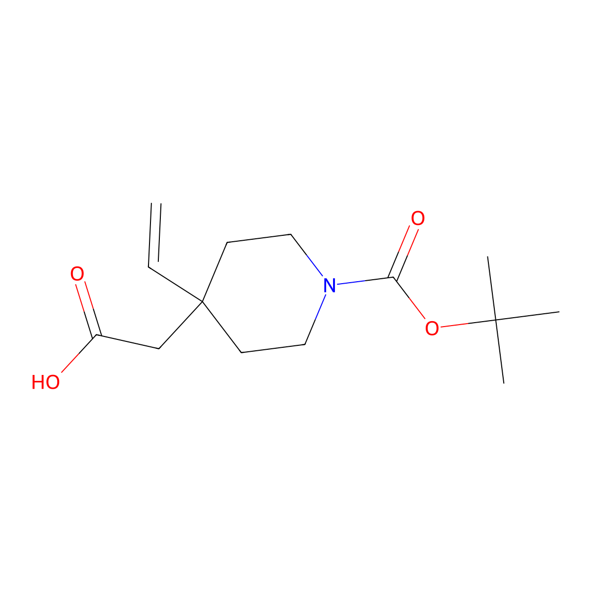 2-{1-[(Tert-butoxy)carbonyl]-4-ethenylpiperidin-4-yl}acetic acid molecular structure, CAS 2137645-50-0