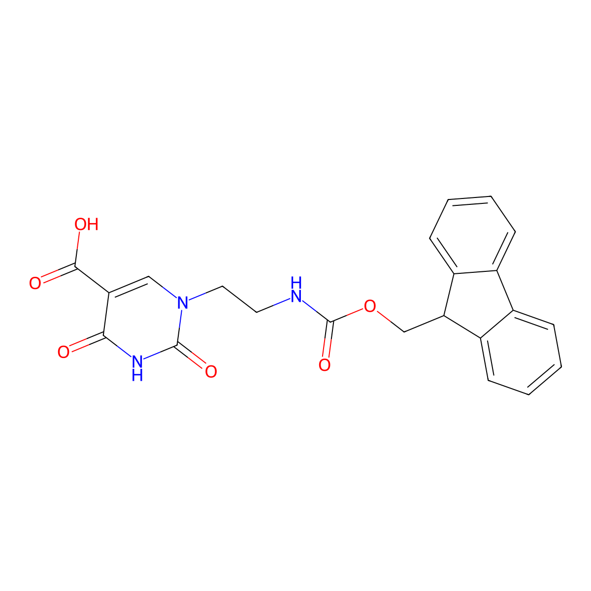 1-[2-(9H-Fluoren-9-ylmethoxycarbonylamino)ethyl]-2,4-dioxopyrimidine-5-carboxylic acid molecular structure, CAS 2137645-96-4