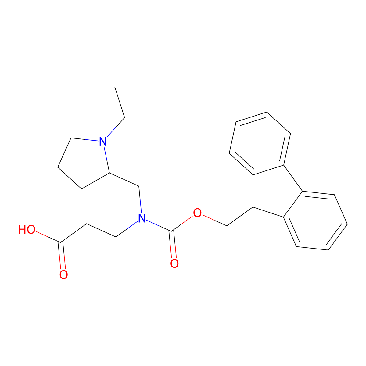 3-{[(1-ethylpyrrolidin-2-yl)methyl]({[(9H-fluoren-9-yl)methoxy]carbonyl})amino}propanoic acid molecular structure, CAS 2137646-01-4