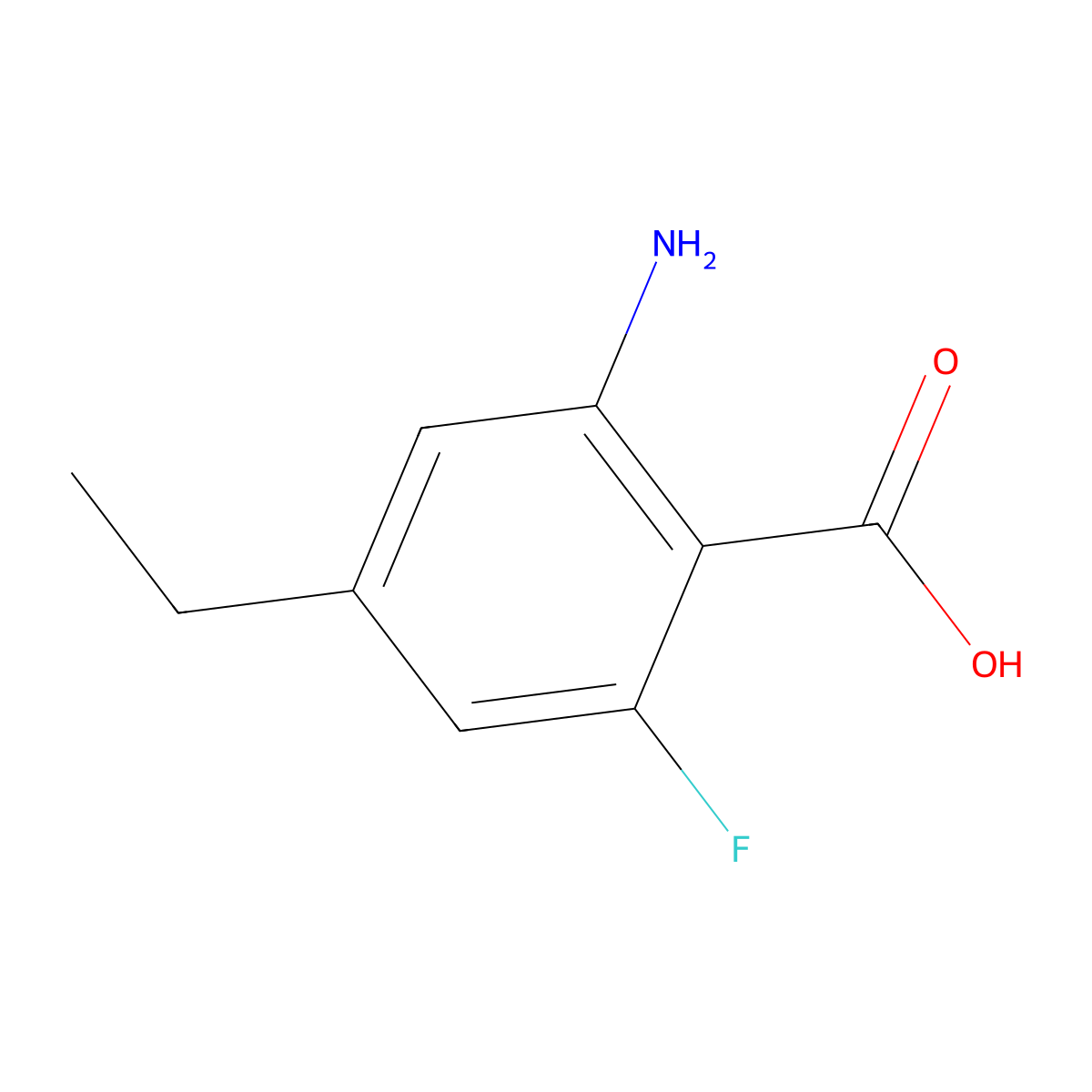 2-Amino-4-ethyl-6-fluorobenzoic acid molecular structure, CAS 2137646-11-6