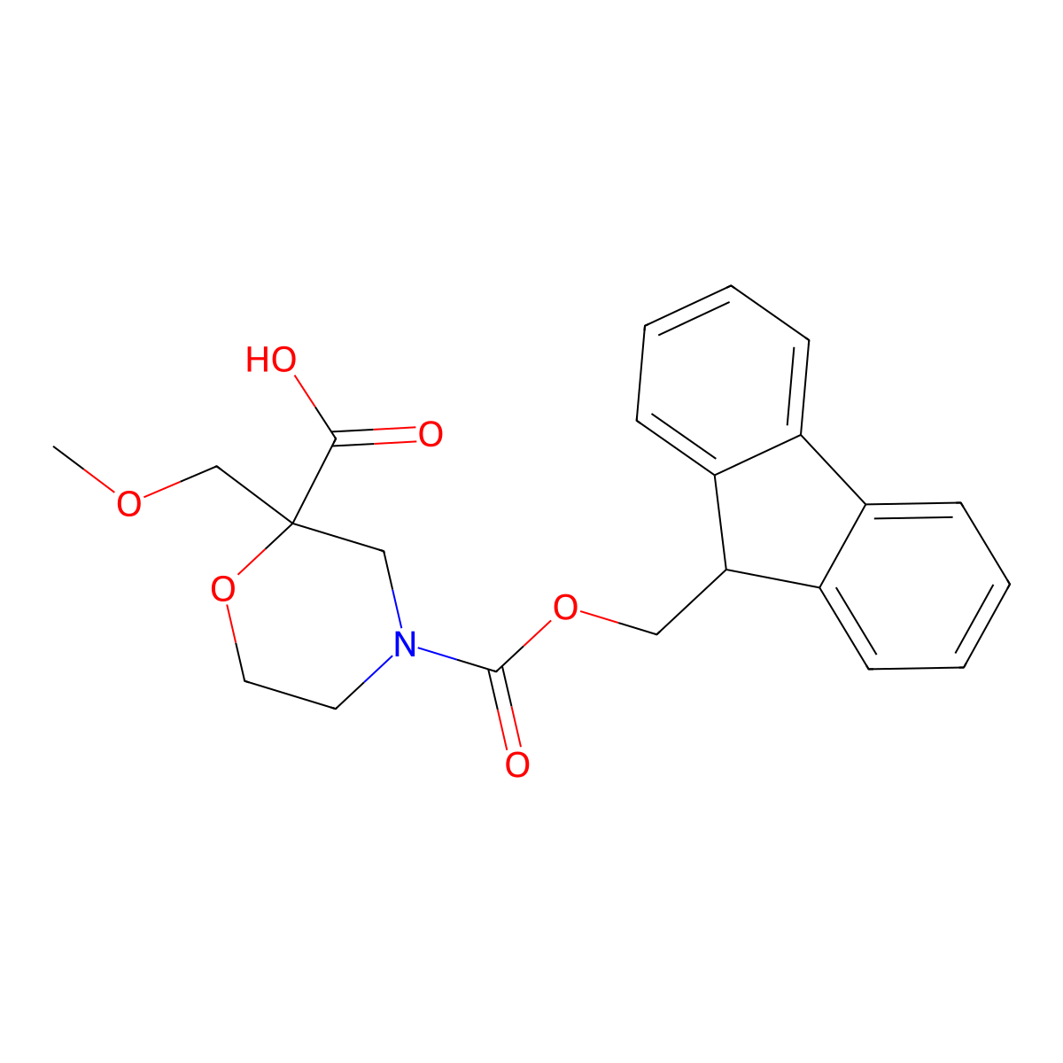 4-{[(9H-fluoren-9-yl)methoxy]carbonyl}-2-(methoxymethyl)morpholine-2-carboxylic acid molecular structure, CAS 2137646-57-0