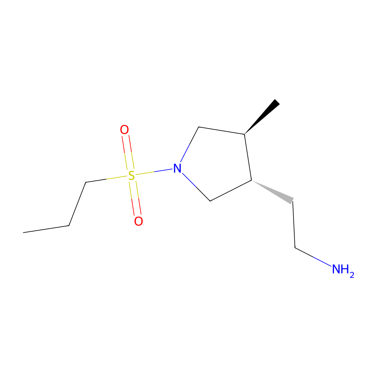 rac-2-[(3R,4R)-4-methyl-1-(propane-1-sulfonyl)pyrrolidin-3-yl]ethan-1-amine molecular structure, CAS 2137646-73-0