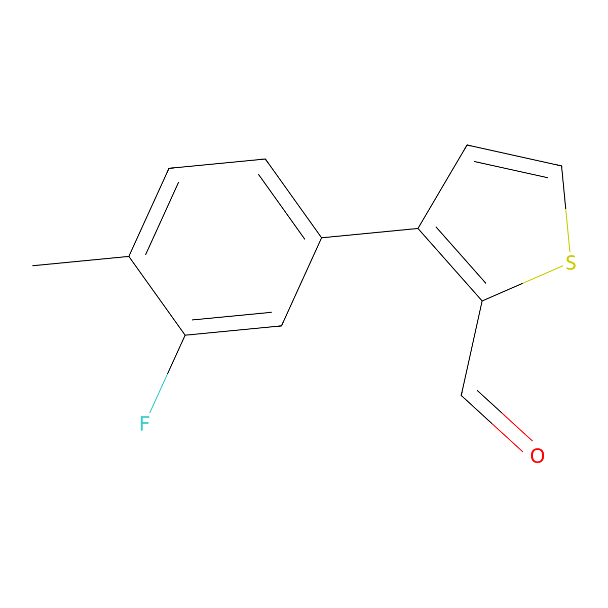 3-(3-Fluoro-4-methylphenyl)thiophene-2-carbaldehyde molecular structure, CAS 2137646-92-3