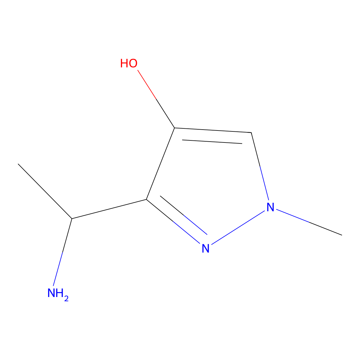 3-(1-aminoethyl)-1-methyl-1H-pyrazol-4-ol molecular structure, CAS 2137647-23-3