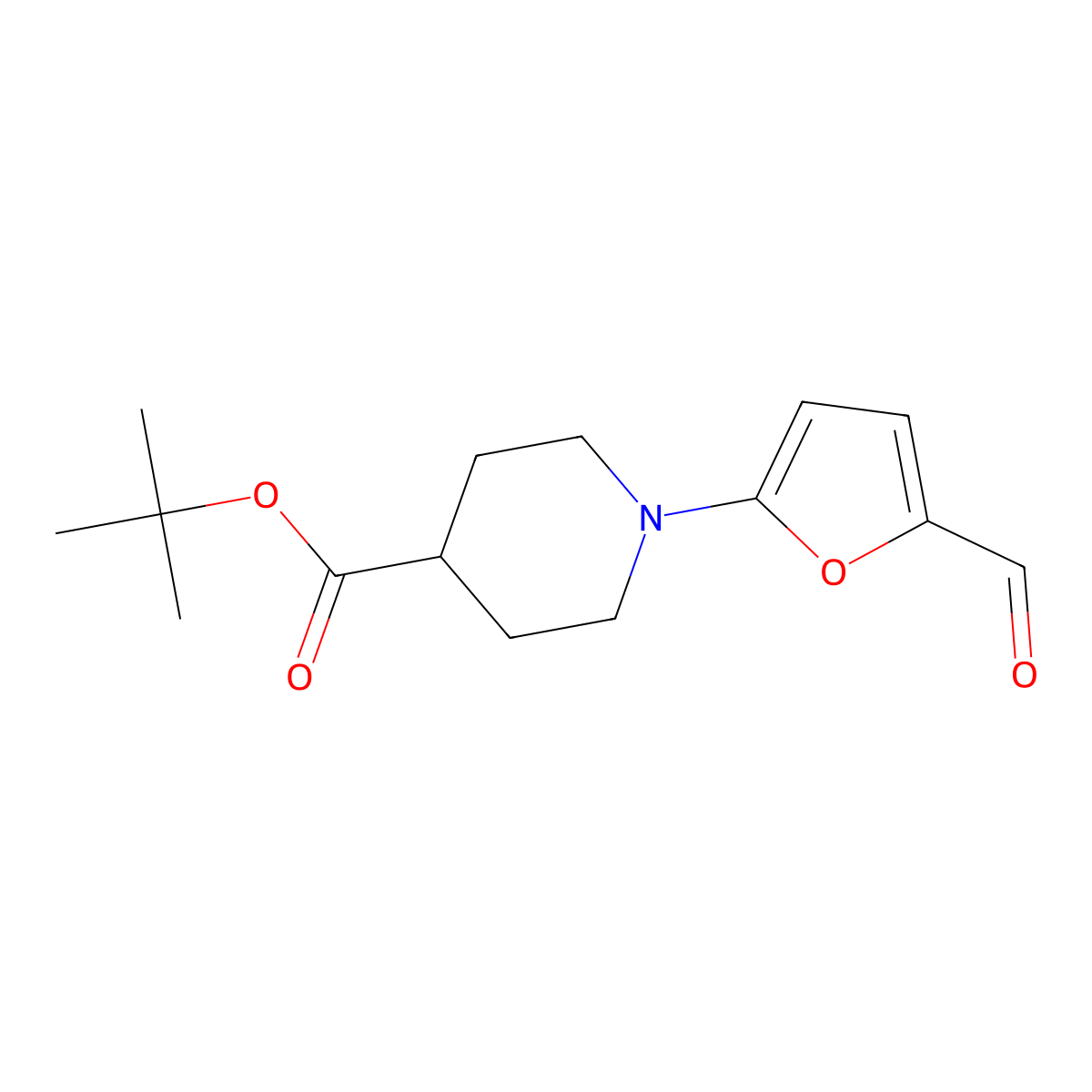 tert-Butyl 1-(5-formylfuran-2-yl)piperidine-4-carboxylate molecular structure, CAS 2137647-29-9