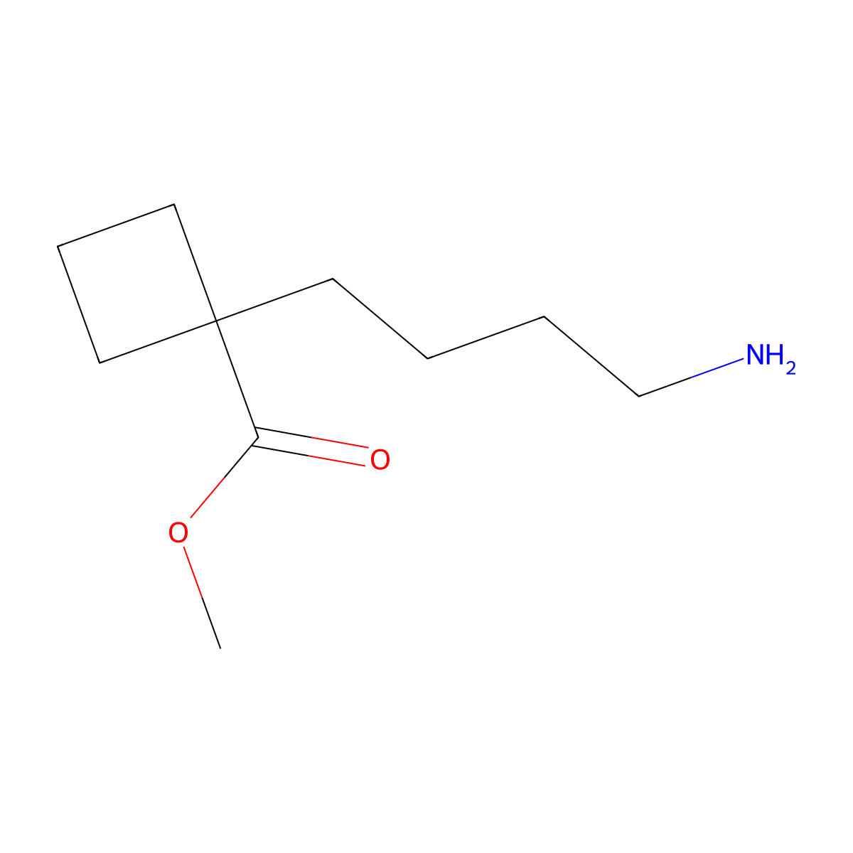 Methyl 1-(4-aminobutyl)cyclobutane-1-carboxylate molecular structure, CAS 2137647-40-4