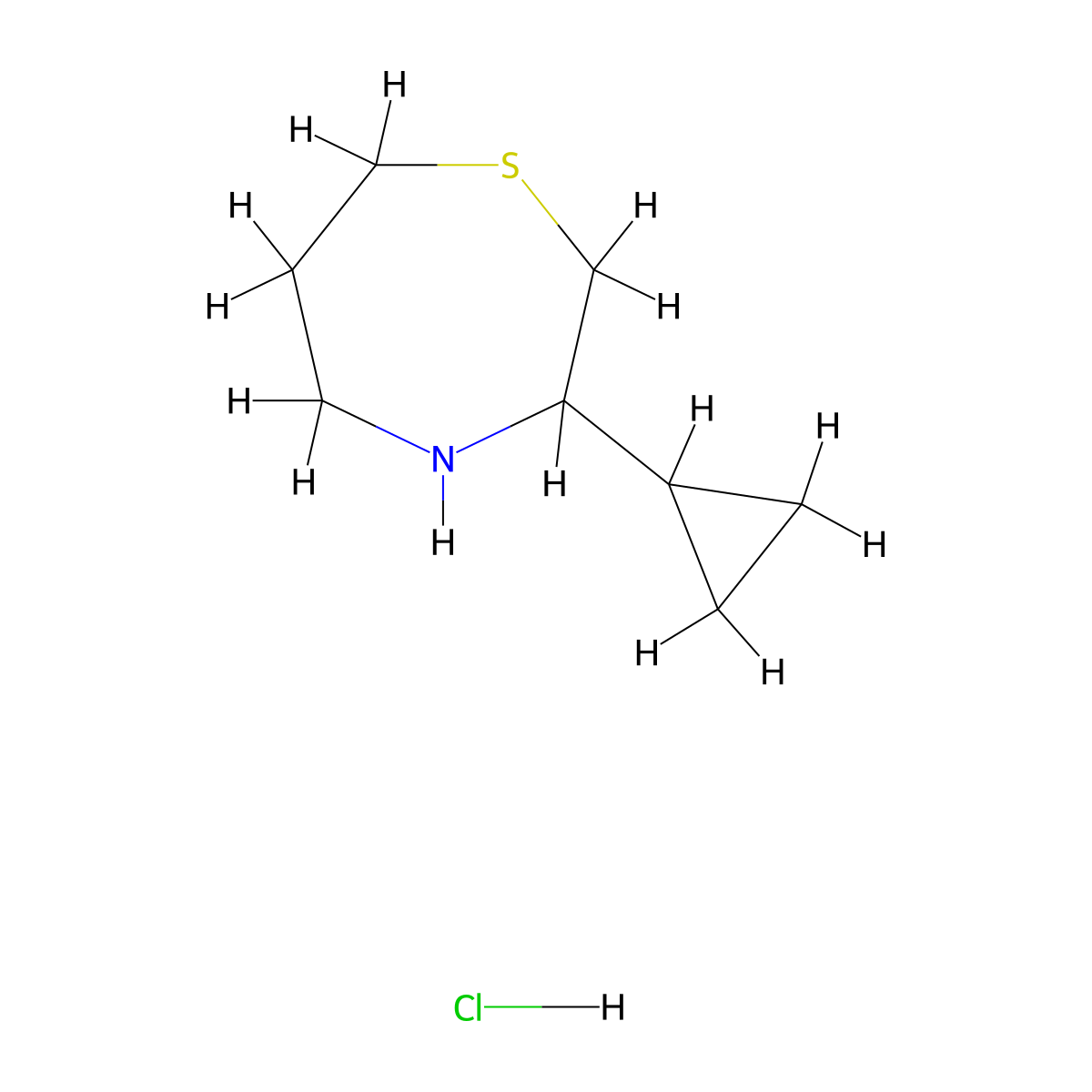 3-Cyclopropyl-1,4-thiazepane hydrochloride molecular structure, CAS 2137647-48-2