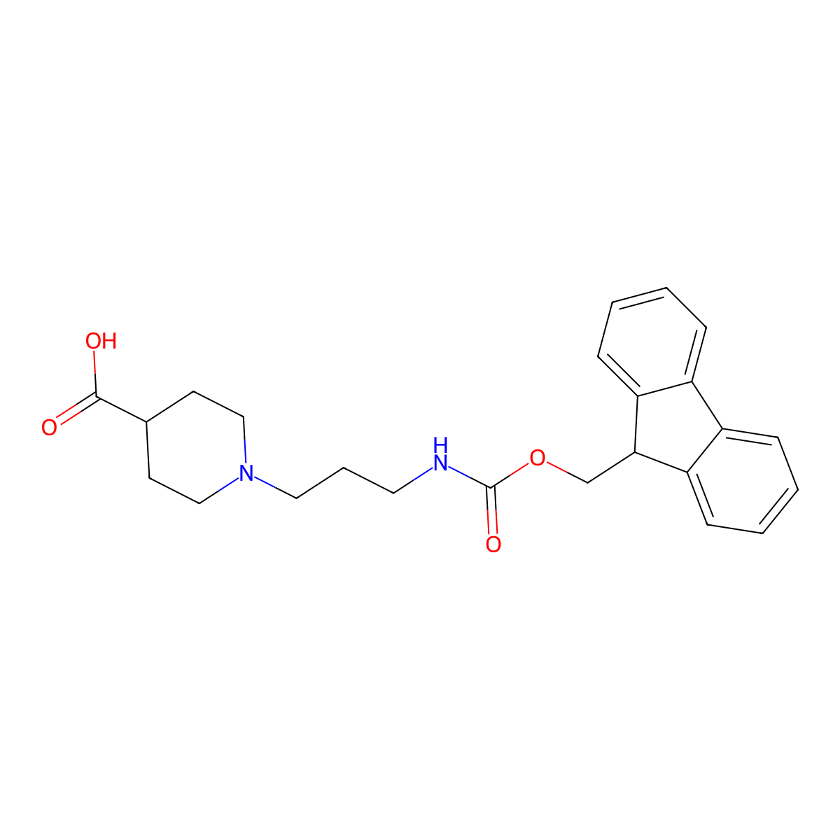 1-[3-({[(9H-fluoren-9-yl)methoxy]carbonyl}amino)propyl]piperidine-4-carboxylic acid molecular structure, CAS 2137647-68-6
