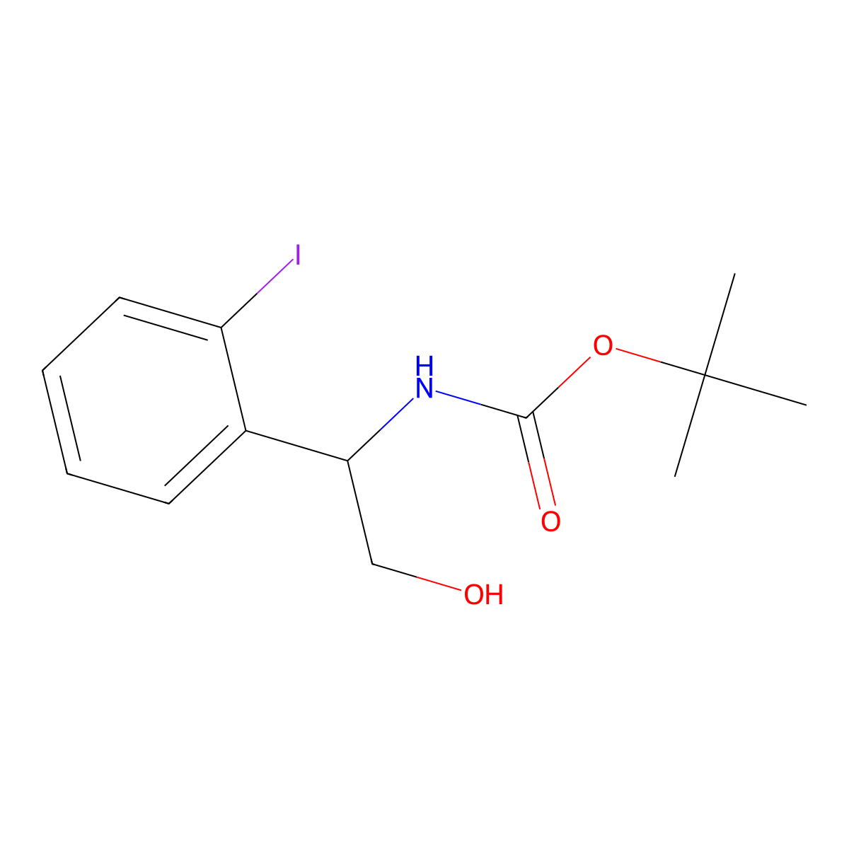 tert-butyl N-[2-hydroxy-1-(2-iodophenyl)ethyl]carbamate molecular structure, CAS 2137647-97-1