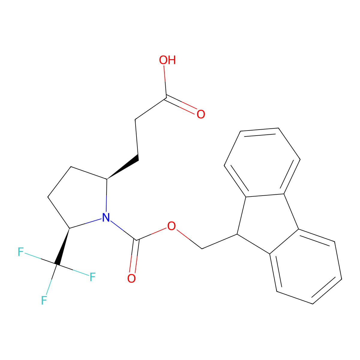 rac-3-[(2R,5S)-1-{[(9H-fluoren-9-yl)methoxy]carbonyl}-5-(trifluoromethyl)pyrrolidin-2-yl]propanoic acid molecular structure, CAS 2137647-98-2