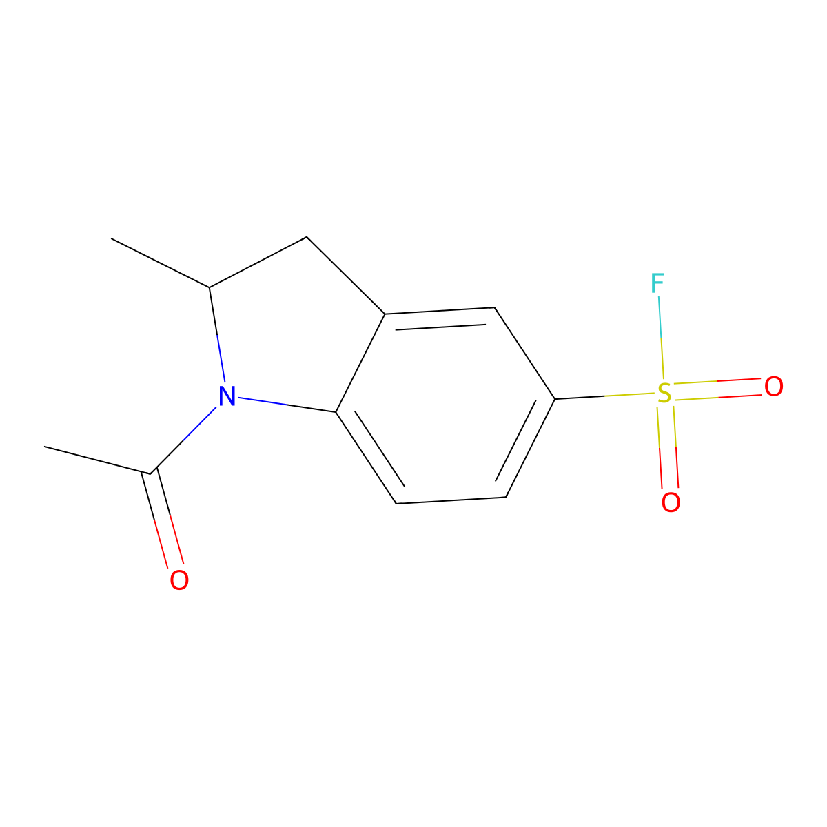 1-acetyl-2-methyl-2,3-dihydro-1H-indole-5-sulfonyl fluoride molecular structure, CAS 2137648-97-4