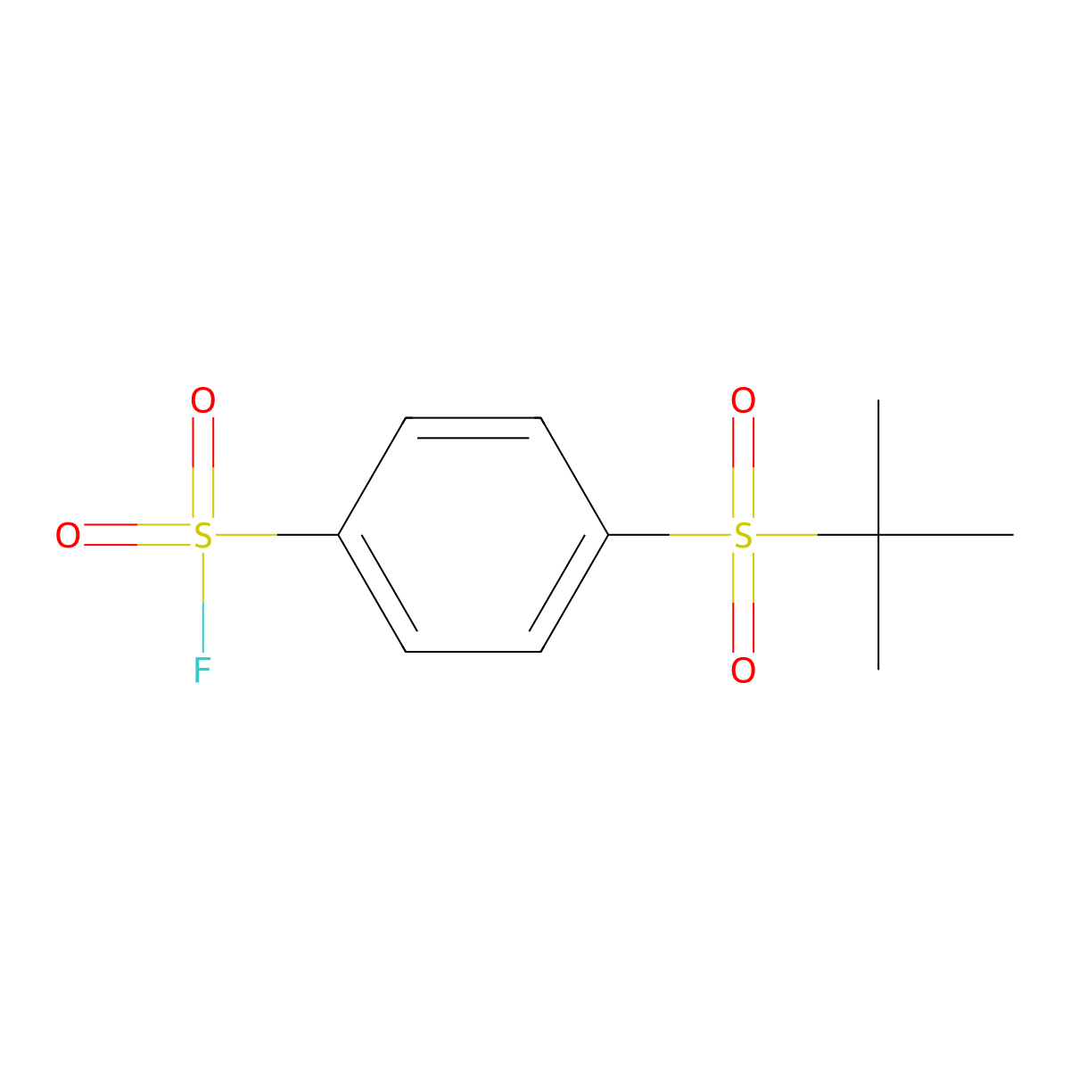 4-(2-Methylpropane-2-sulfonyl)benzene-1-sulfonyl fluoride molecular structure, CAS 2137649-22-8