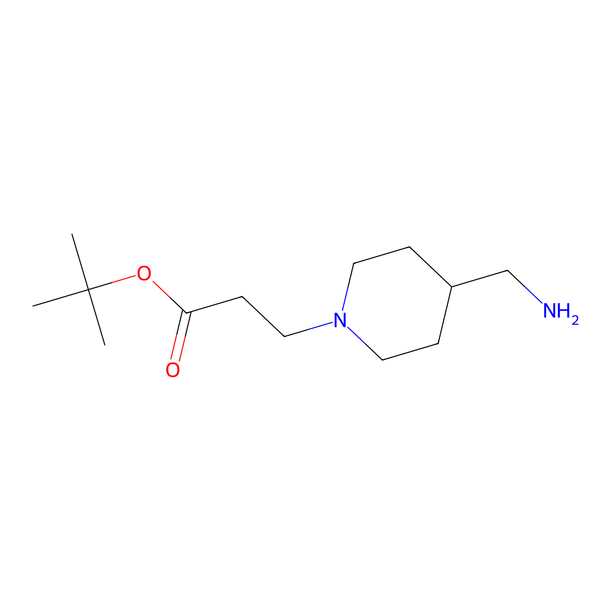 Tert-butyl 3-[4-(aminomethyl)piperidin-1-yl]propanoate molecular structure, CAS 2137649-49-9