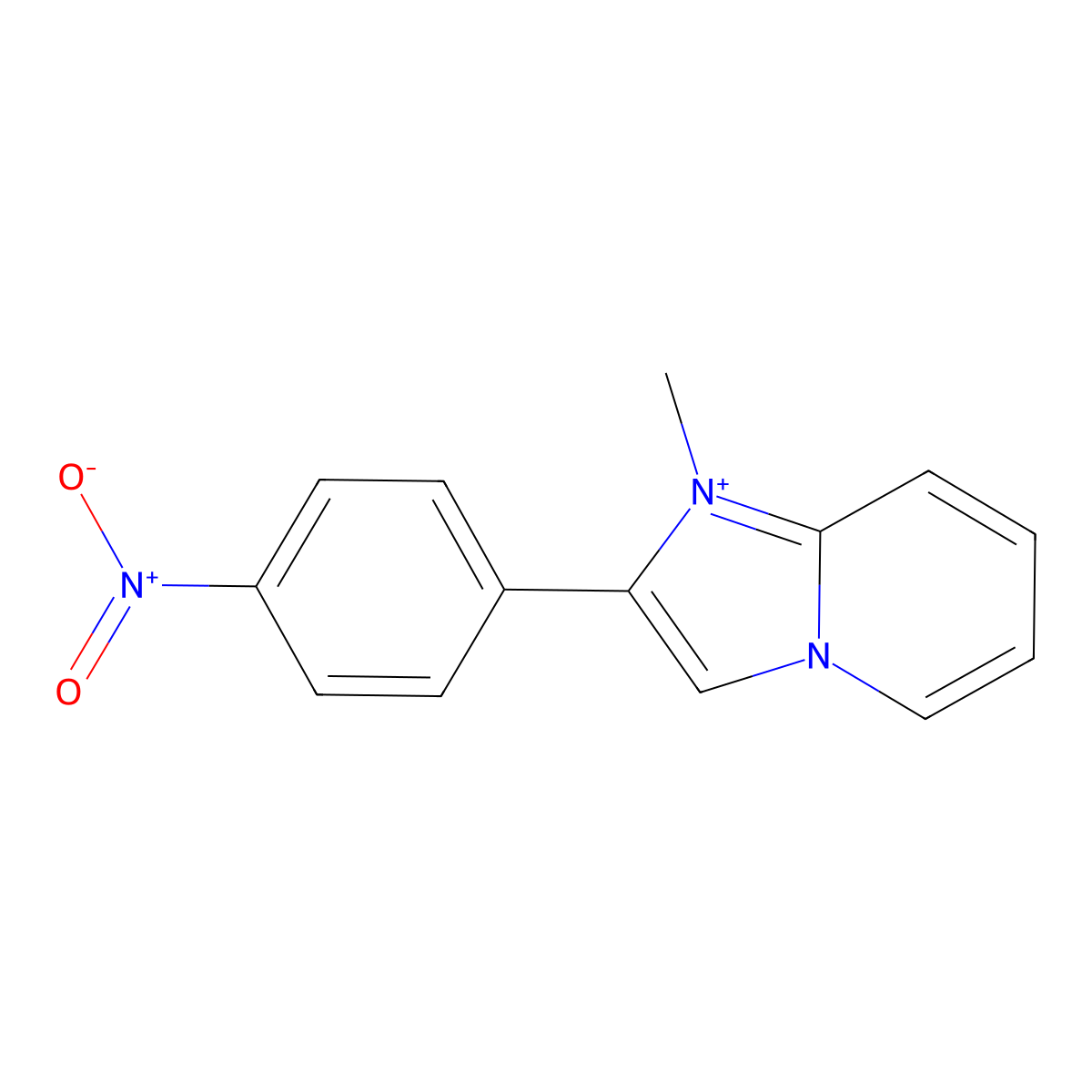 1-Methyl-2-(4-nitrophenyl)imidazo[1,2-a]pyridin-1-ium molecular structure, CAS 213765-88-9