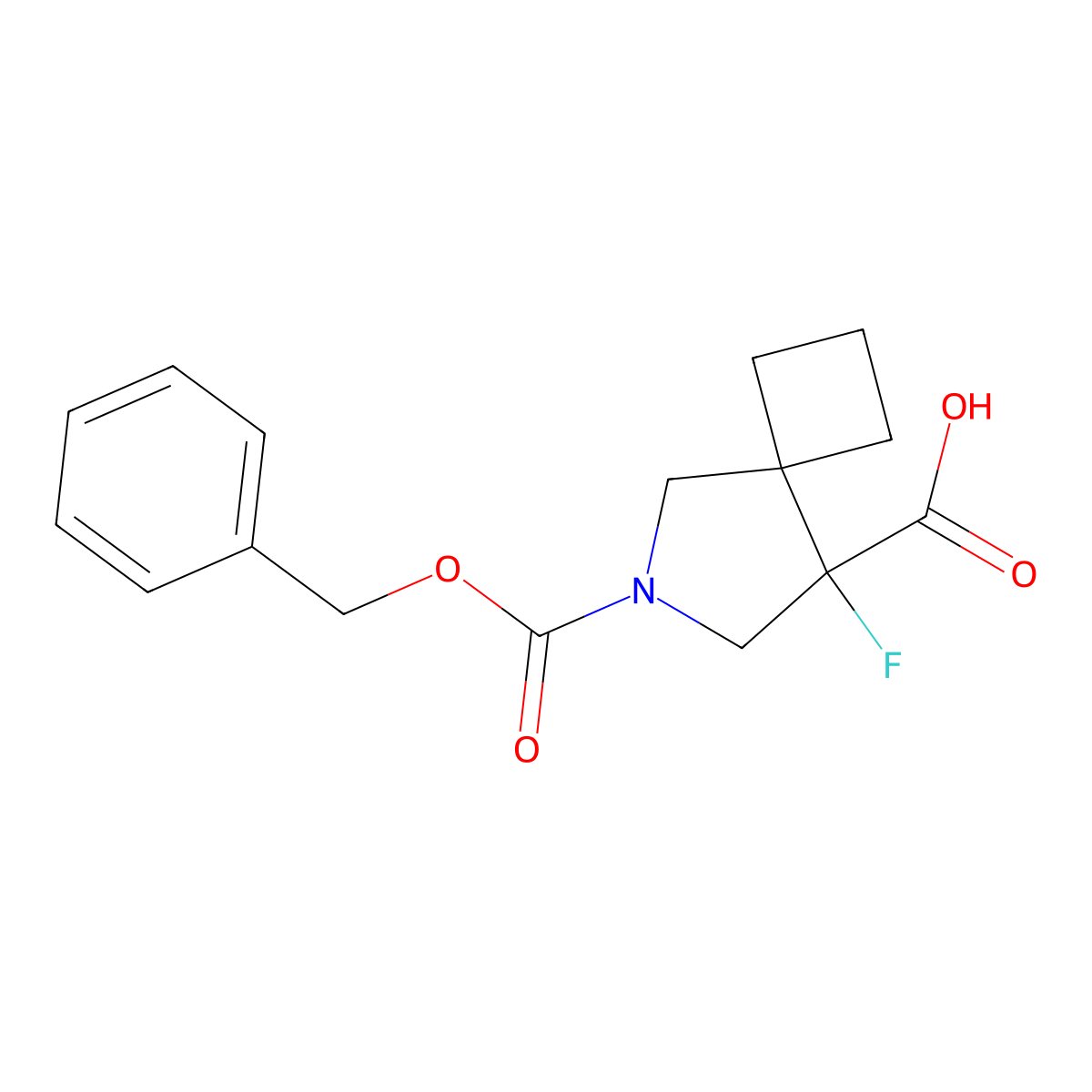 6-[(Benzyloxy)carbonyl]-8-fluoro-6-azaspiro[3.4]octane-8-carboxylic acid molecular structure, CAS 2137650-72-5