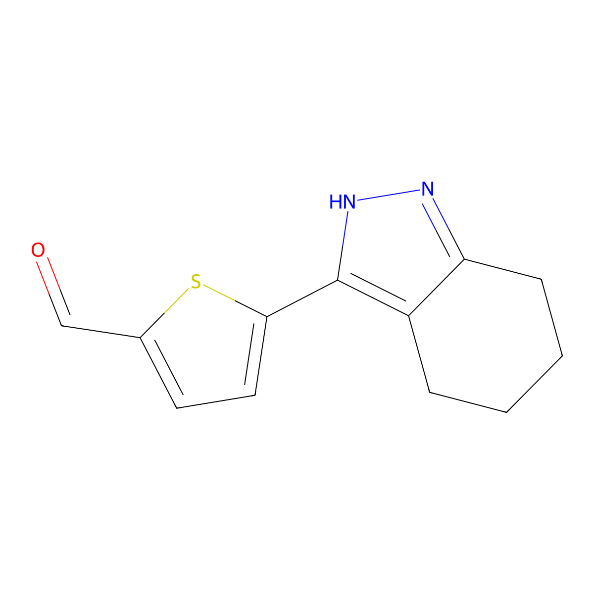 5-(4,5,6,7-tetrahydro-2H-indazol-3-yl)thiophene-2-carbaldehyde molecular structure, CAS 2137651-15-9