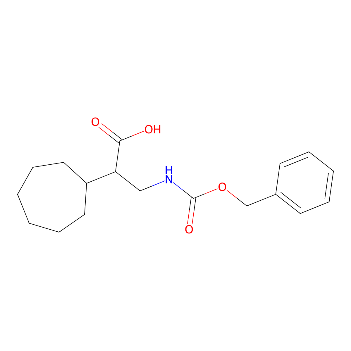 3-{[(Benzyloxy)carbonyl]amino}-2-cycloheptylpropanoic acid molecular structure, CAS 2137651-52-4