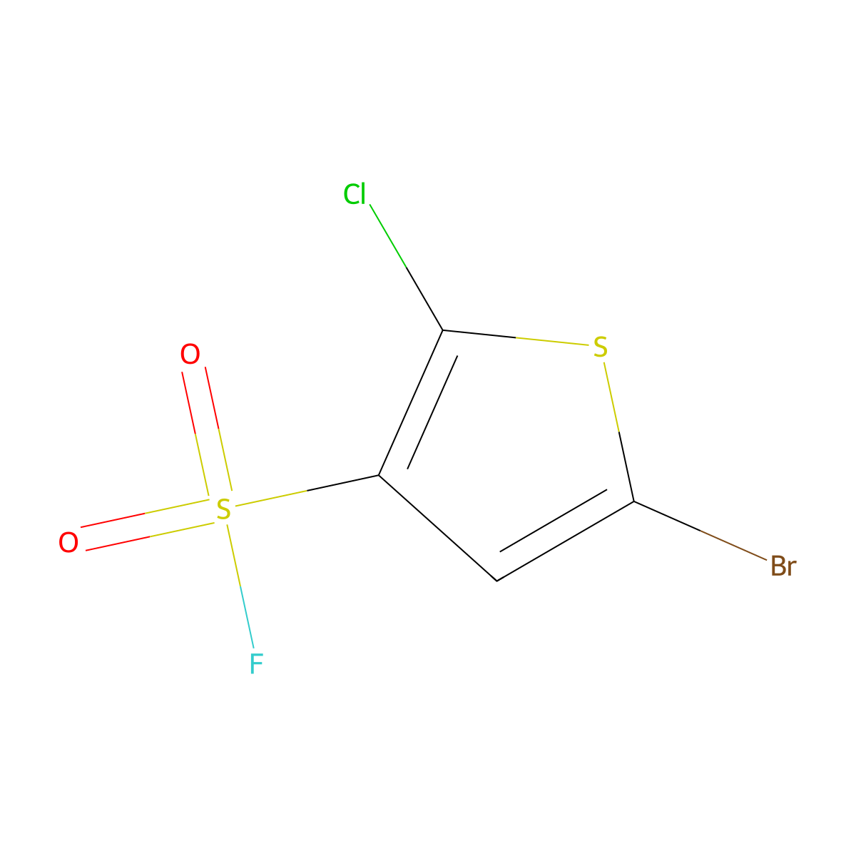 5-Bromo-2-chlorothiophene-3-sulfonyl fluoride molecular structure, CAS 2137651-92-2