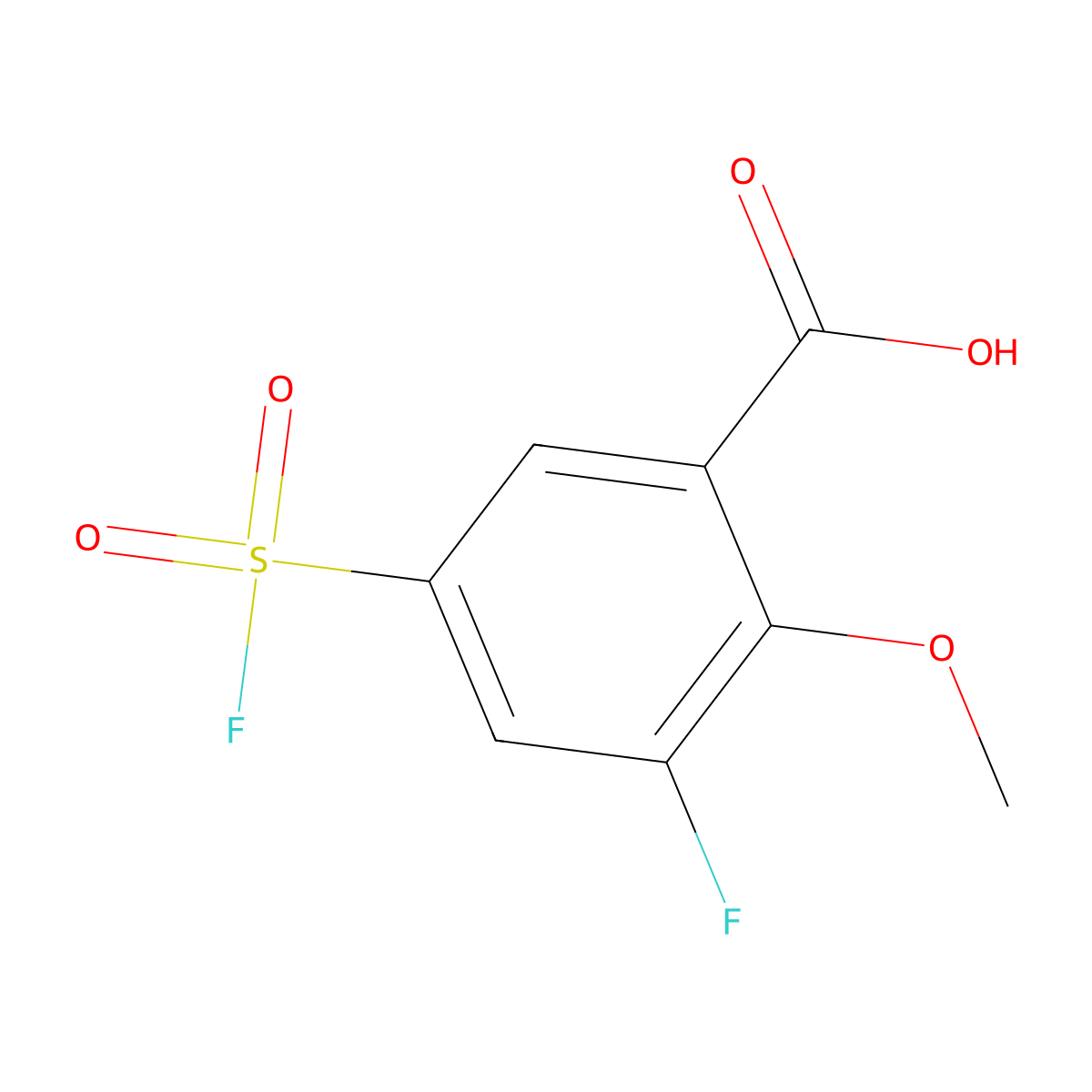 3-Fluoro-5-(fluorosulfonyl)-2-methoxybenzoic acid molecular structure, CAS 2137652-03-8