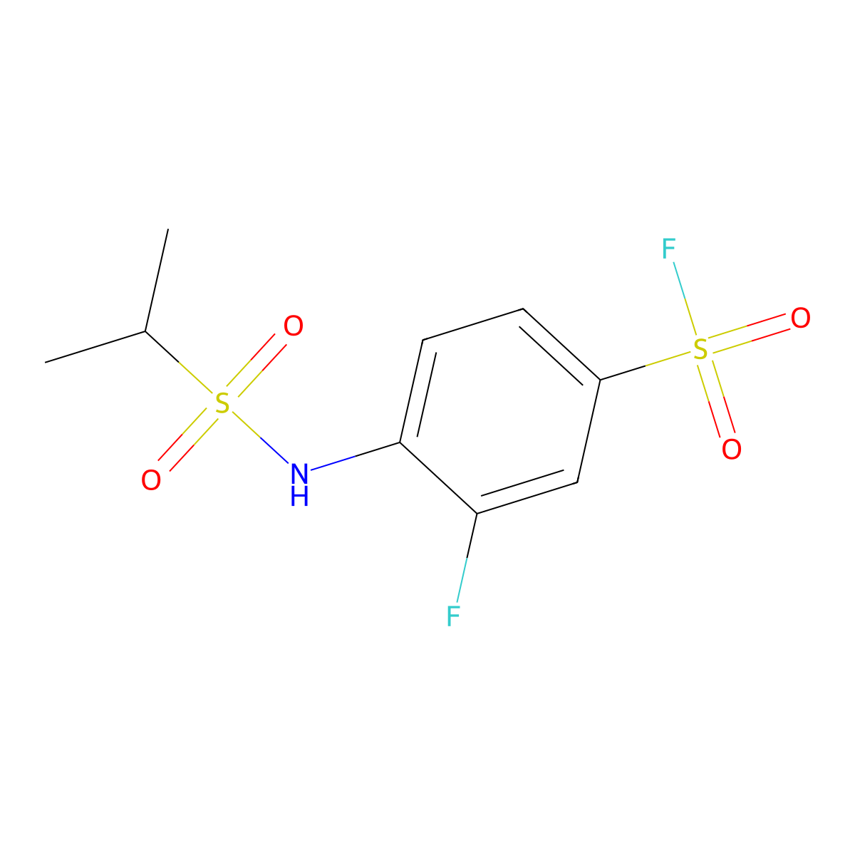 3-Fluoro-4-(propane-2-sulfonamido)benzene-1-sulfonyl fluoride molecular structure, CAS 2137652-11-8