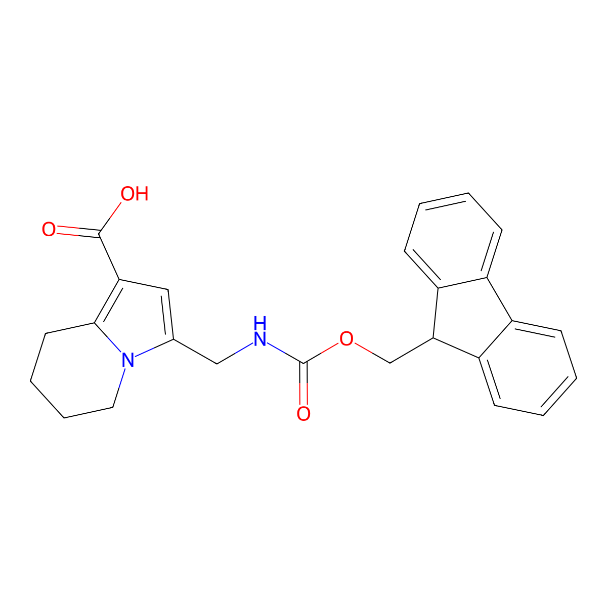 3-[({[(9H-fluoren-9-yl)methoxy]carbonyl}amino)methyl]-5,6,7,8-tetrahydroindolizine-1-carboxylic acid molecular structure, CAS 2137652-40-3