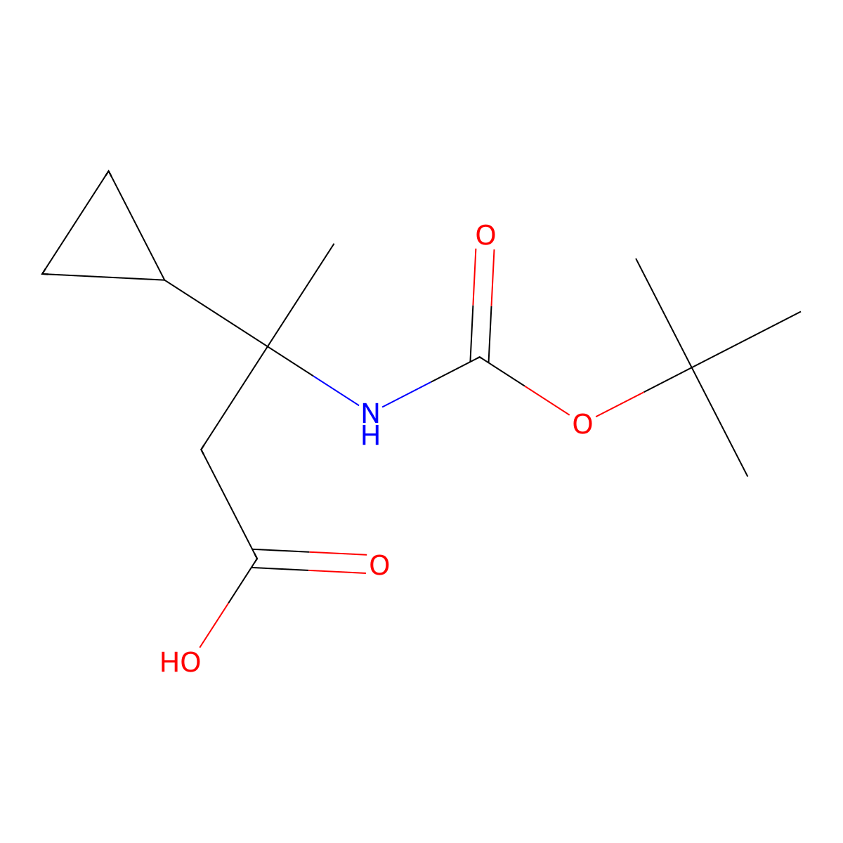 3-{[(Tert-butoxy)carbonyl]amino}-3-cyclopropylbutanoic acid molecular structure, CAS 2137652-97-0