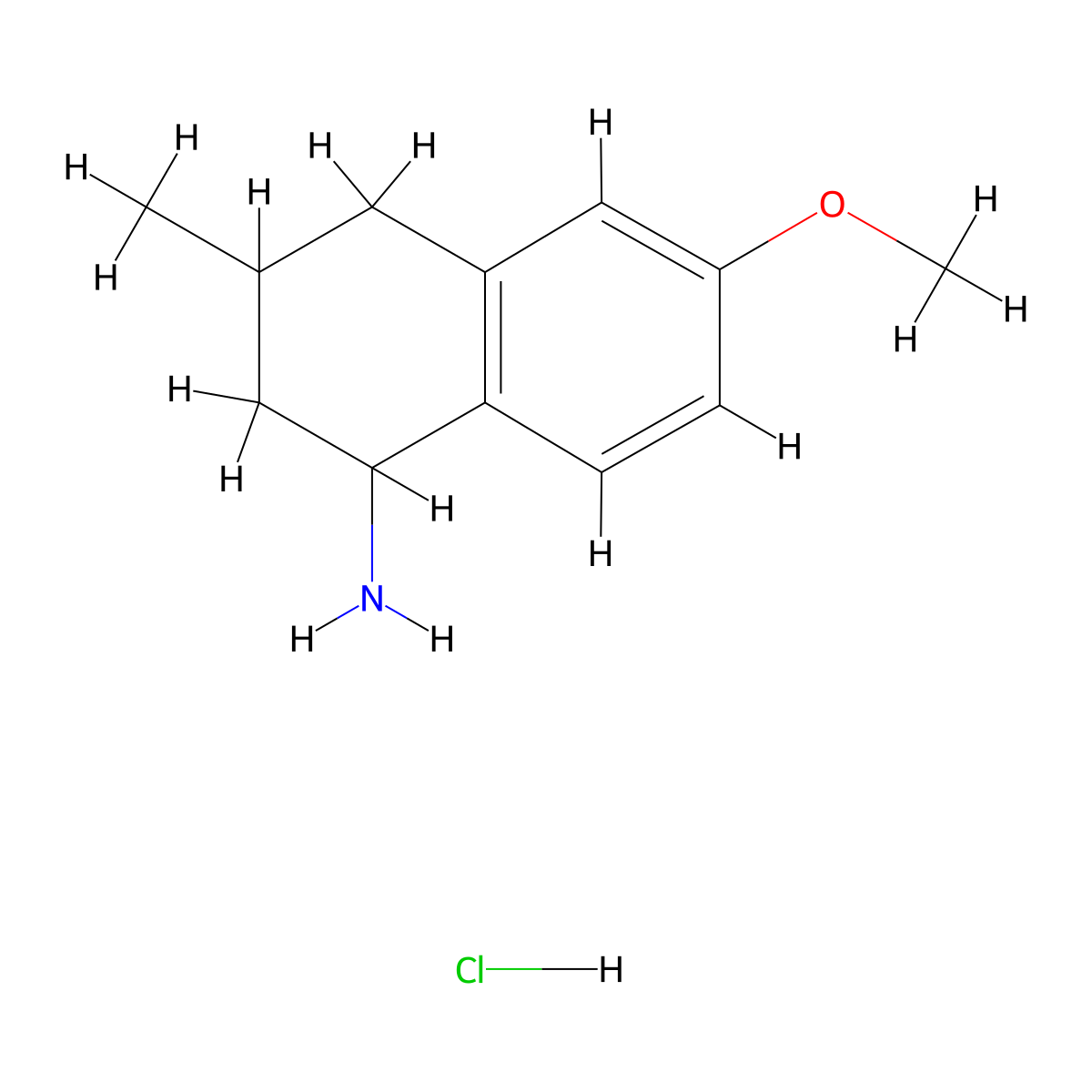 6-Methoxy-3-methyl-1,2,3,4-tetrahydronaphthalen-1-amine hydrochloride molecular structure, CAS 2137653-25-7