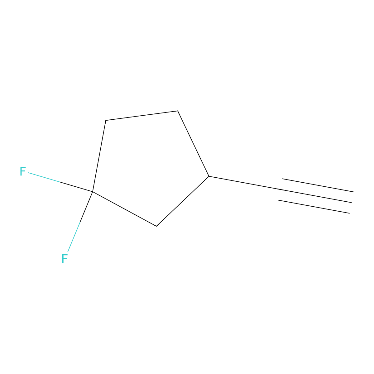 3-Ethynyl-1,1-difluorocyclopentane molecular structure, CAS 2137654-36-3