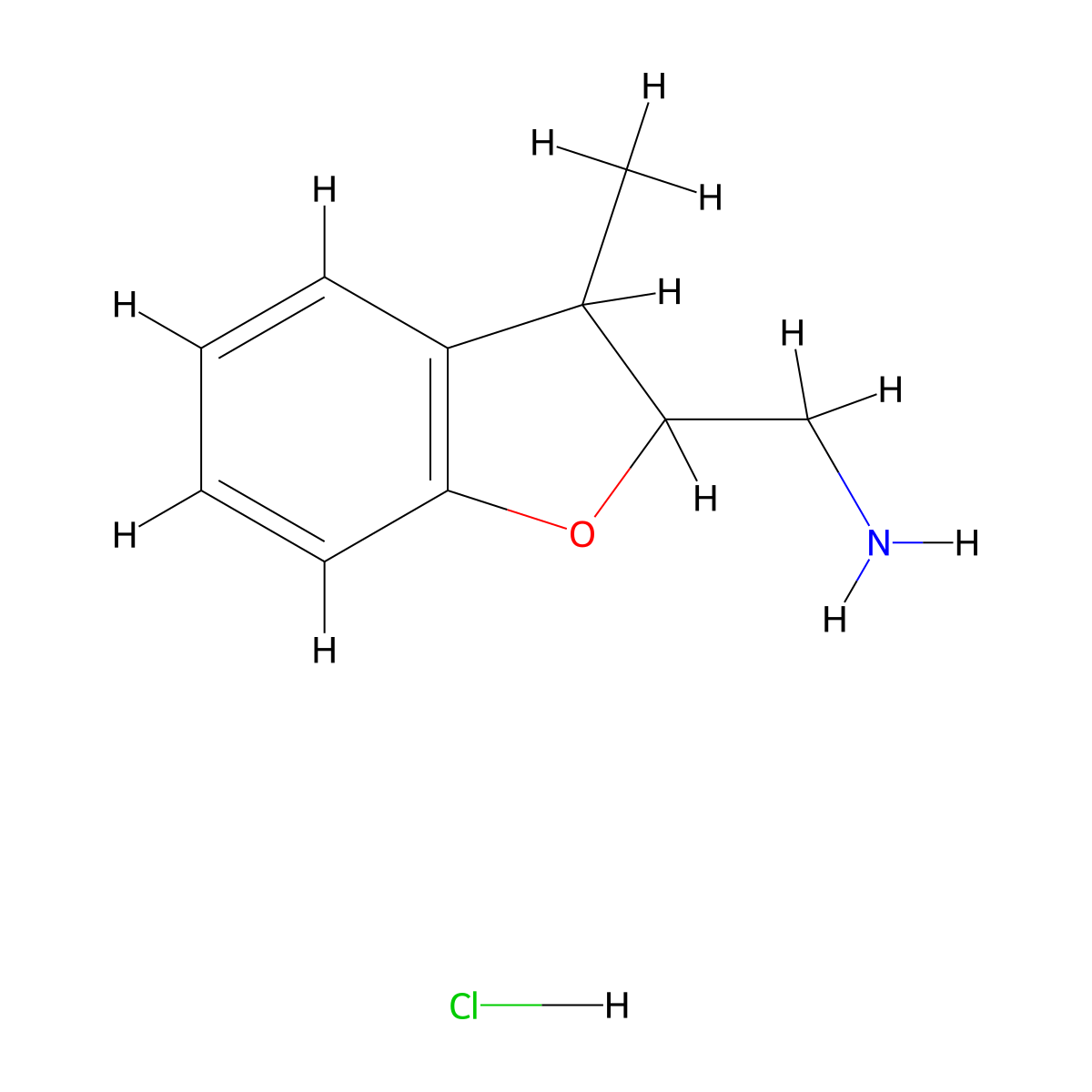 (3-Methyl-2,3-dihydro-1-benzofuran-2-yl)methanamine hydrochloride molecular structure, CAS 2137654-39-6