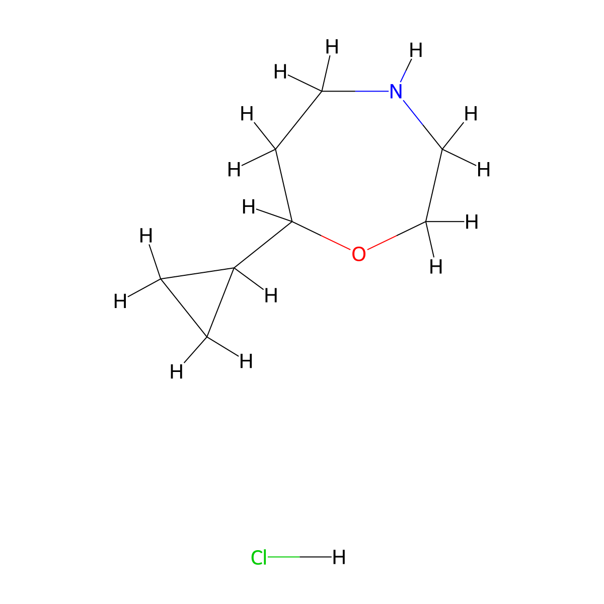 7-Cyclopropyl-1,4-oxazepane hydrochloride molecular structure, CAS 2137654-94-3