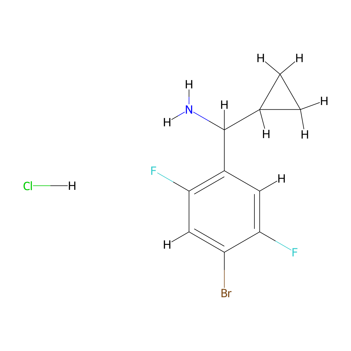 (4-Bromo-2,5-difluorophenyl)(cyclopropyl)methanamine hydrochloride molecular structure, CAS 2137655-15-1