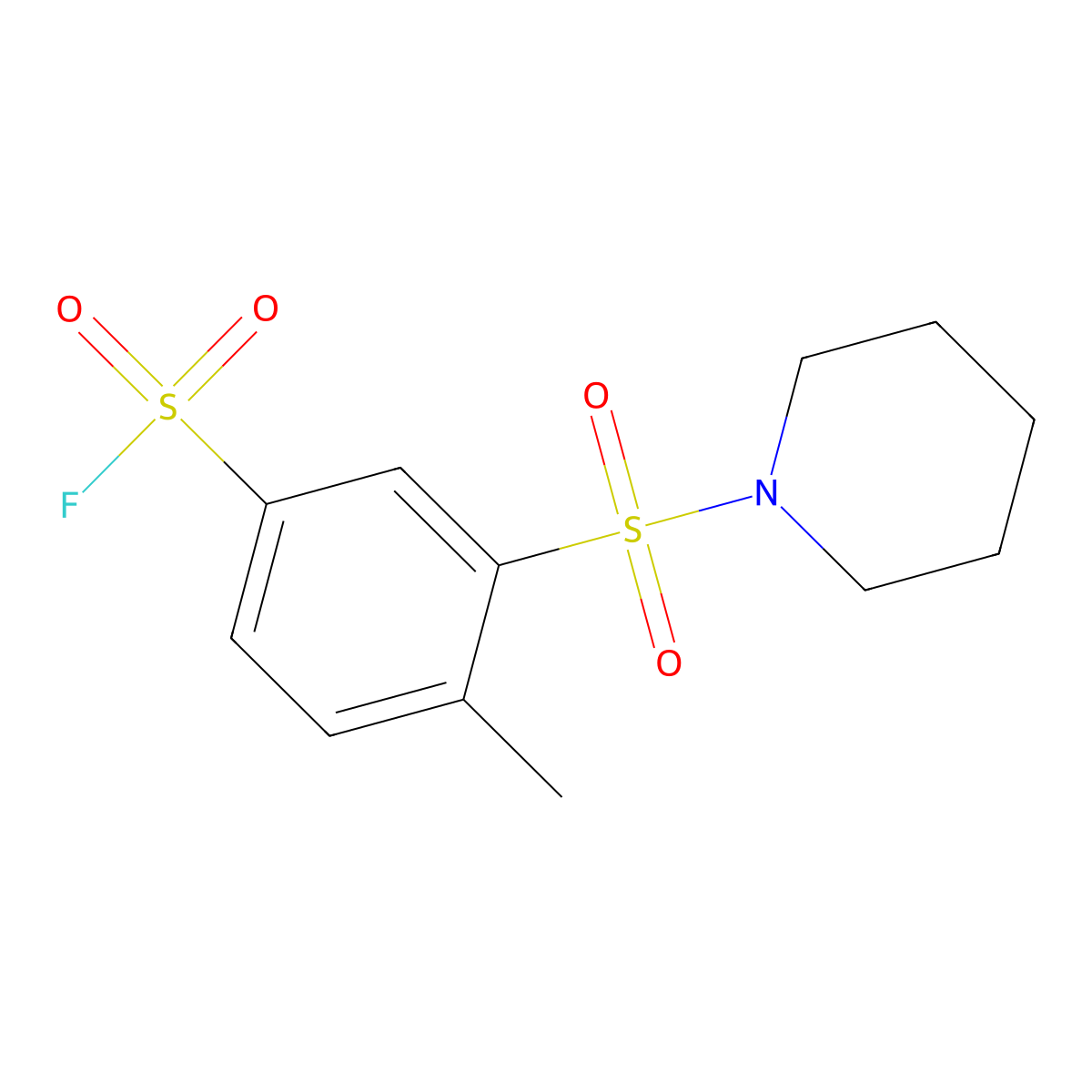 4-Methyl-3-(piperidine-1-sulfonyl)benzene-1-sulfonyl fluoride molecular structure, CAS 2137656-64-3