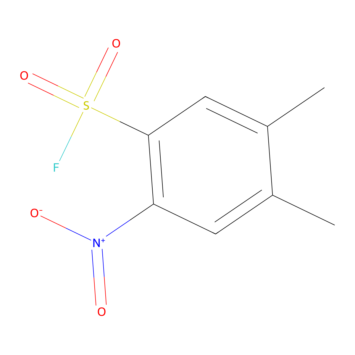 4,5-Dimethyl-2-nitrobenzene-1-sulfonyl fluoride molecular structure, CAS 2137656-70-1