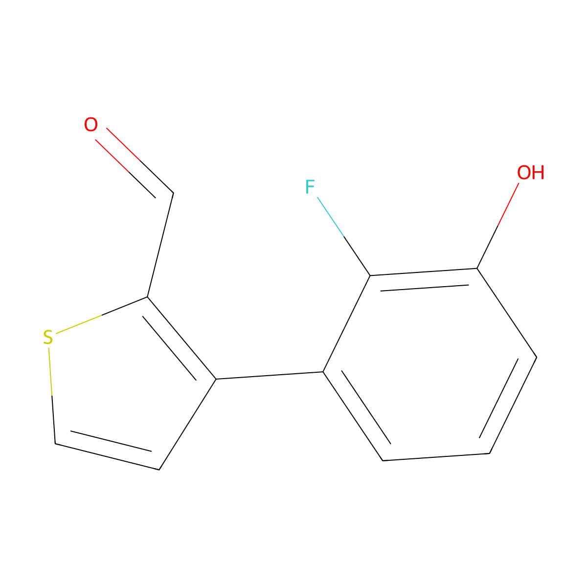 3-(2-Fluoro-3-hydroxyphenyl)thiophene-2-carbaldehyde molecular structure, CAS 2137656-76-7