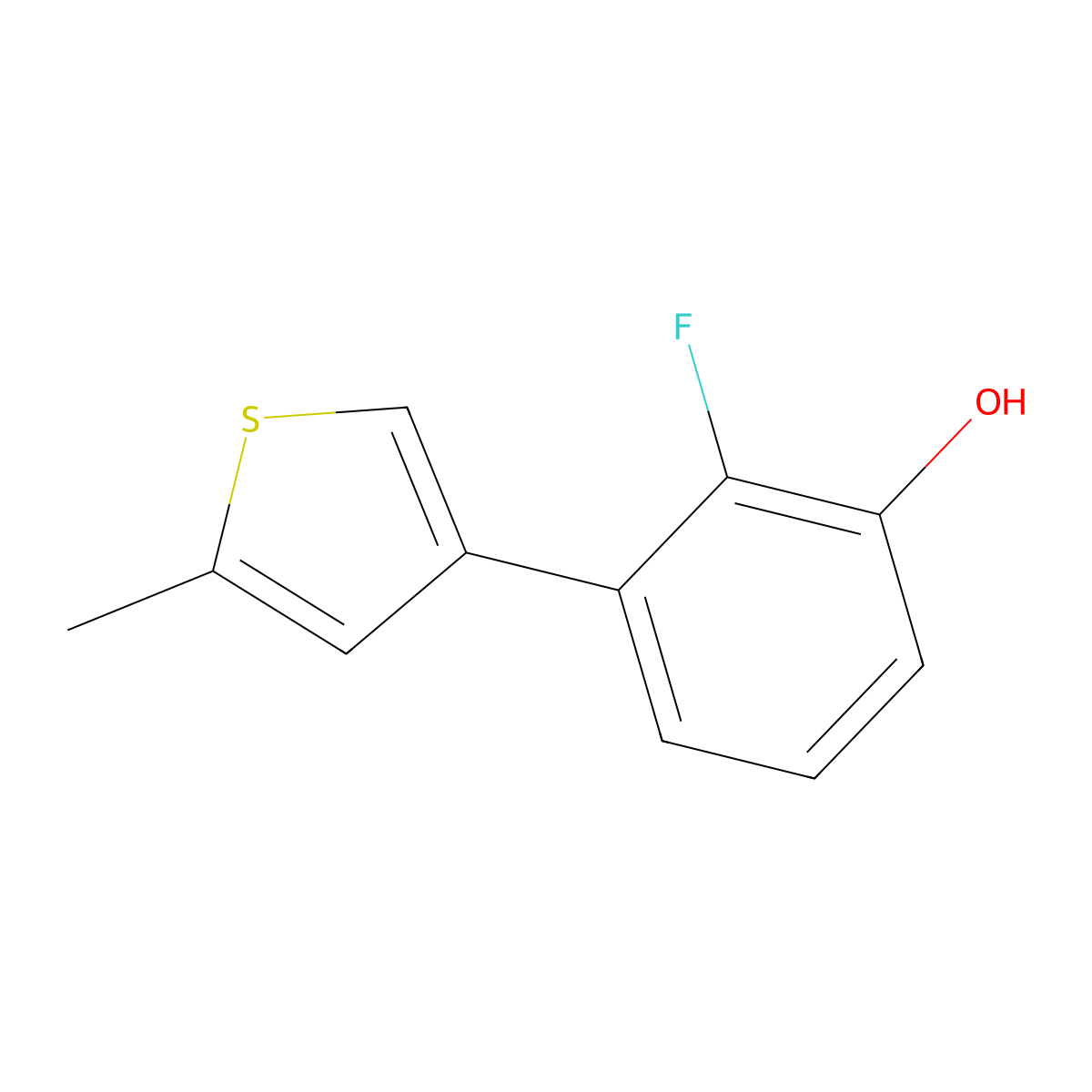 2-Fluoro-3-(5-methylthiophen-3-yl)phenol molecular structure, CAS 2137656-82-5