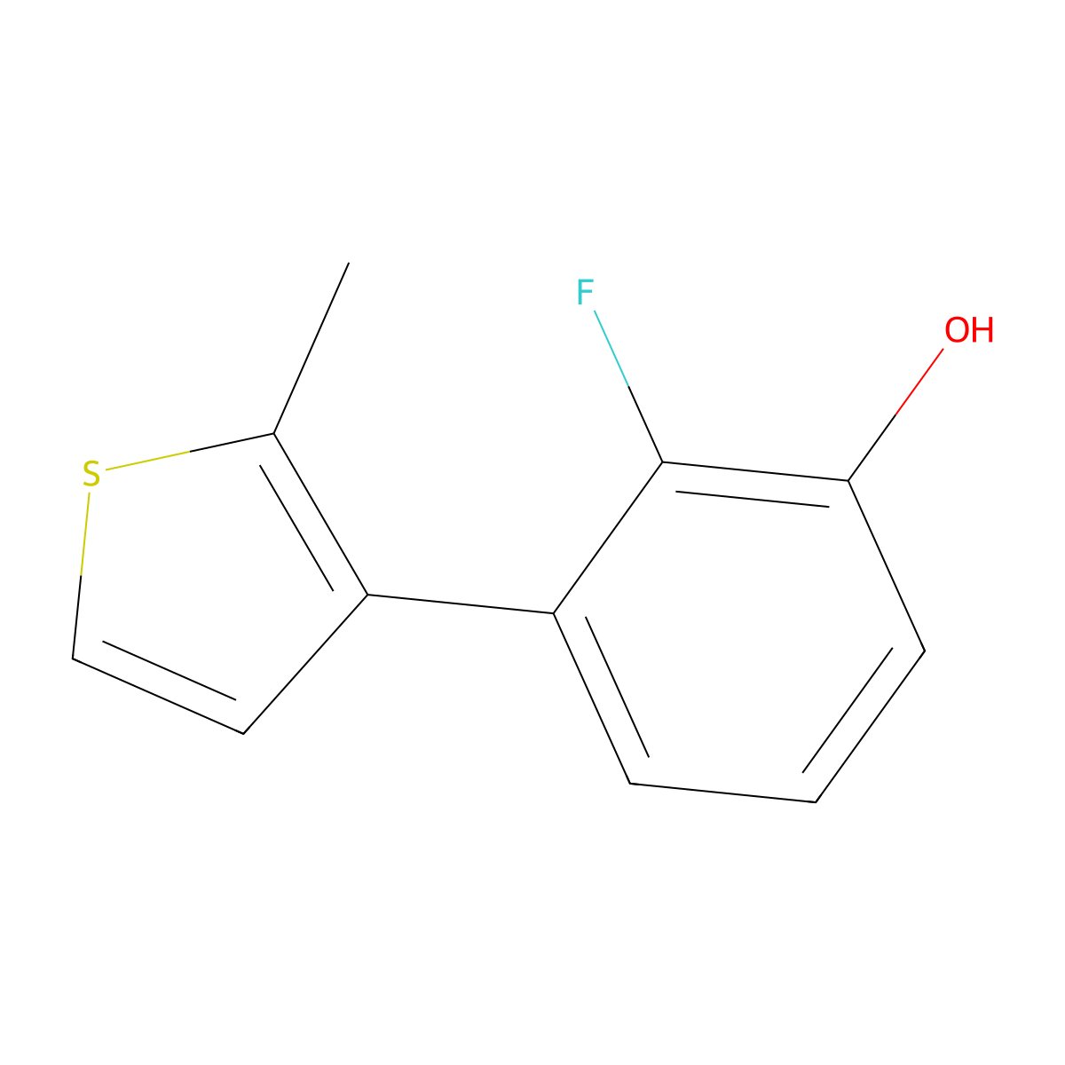 2-Fluoro-3-(2-methylthiophen-3-yl)phenol molecular structure, CAS 2137659-09-5
