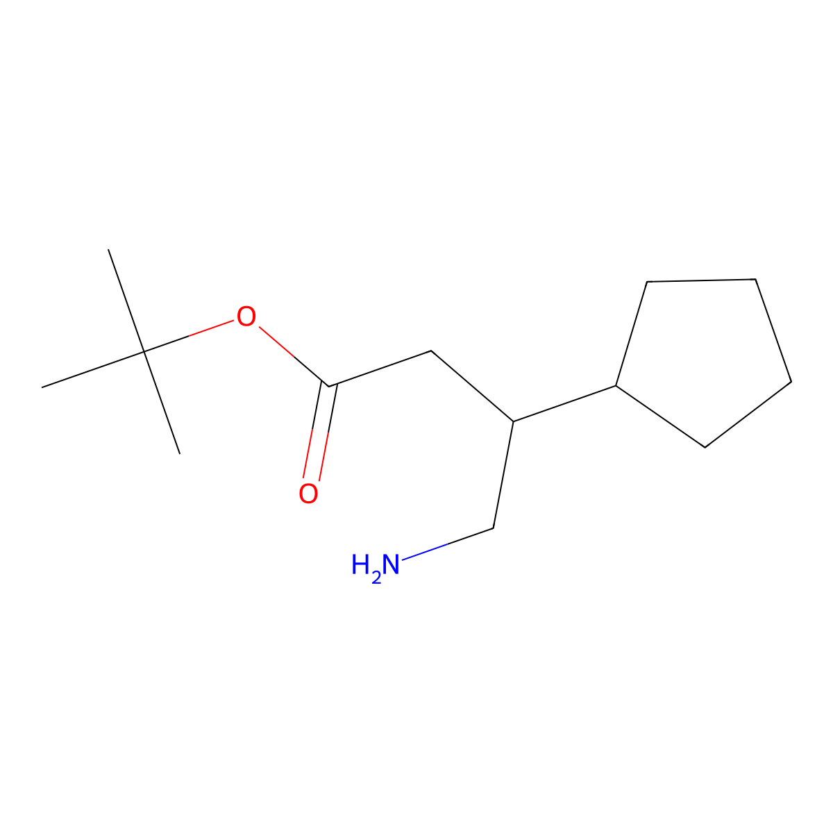 Tert-butyl 4-amino-3-cyclopentylbutanoate molecular structure, CAS 2137660-24-1