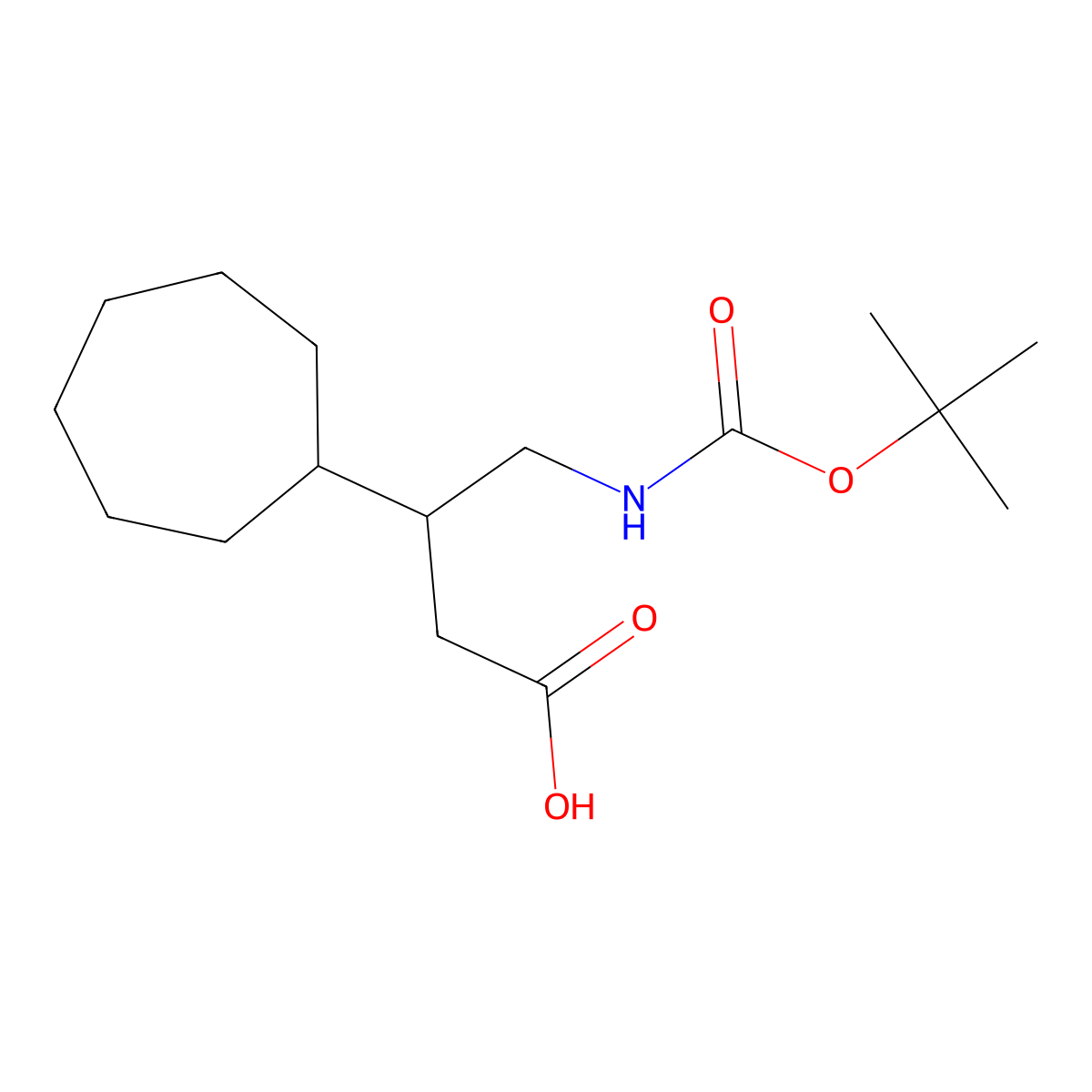 4-{[(Tert-butoxy)carbonyl]amino}-3-cycloheptylbutanoic acid molecular structure, CAS 2137660-33-2